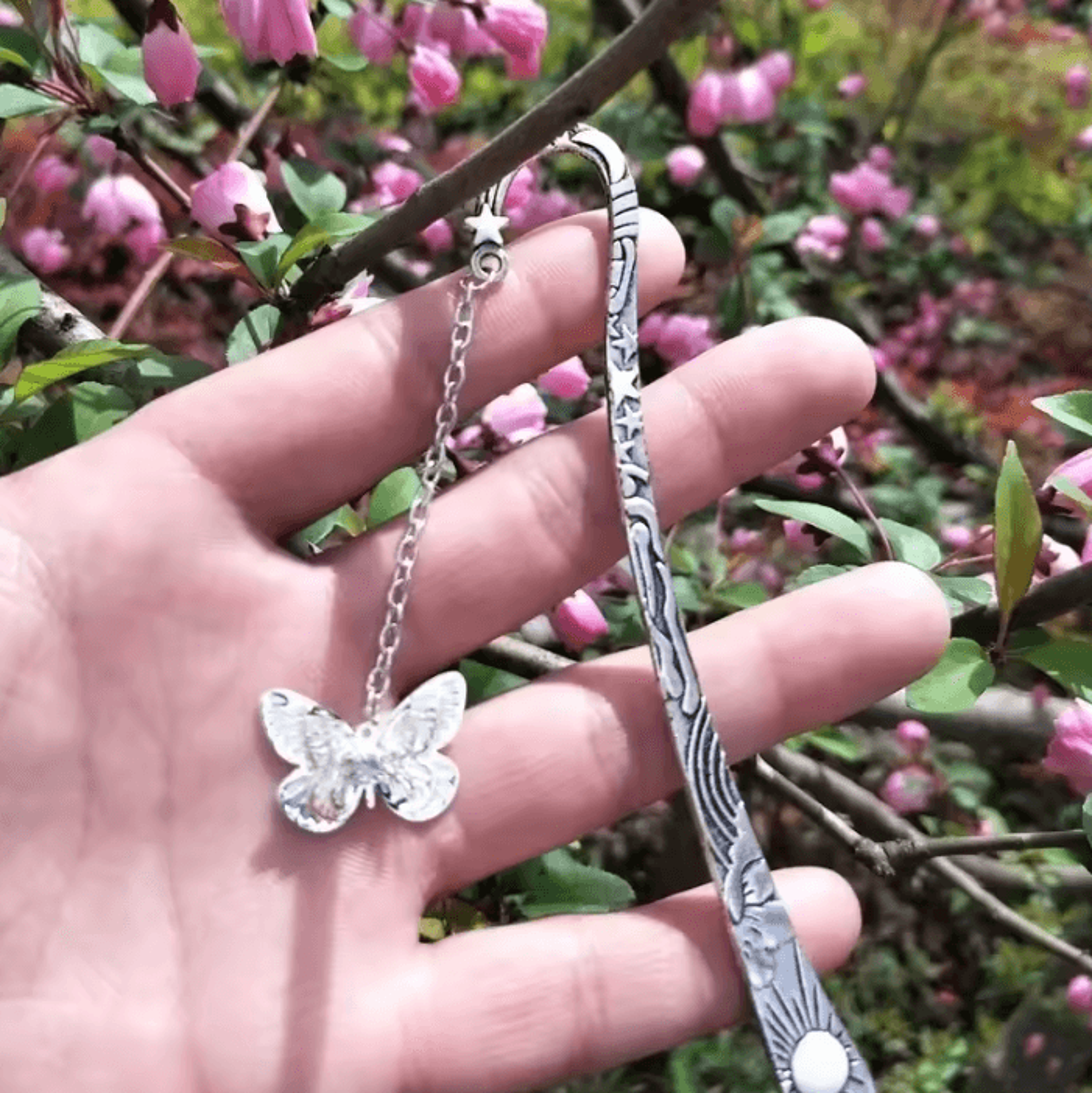 retro luminous butterfly and dragonfly metal bookmark