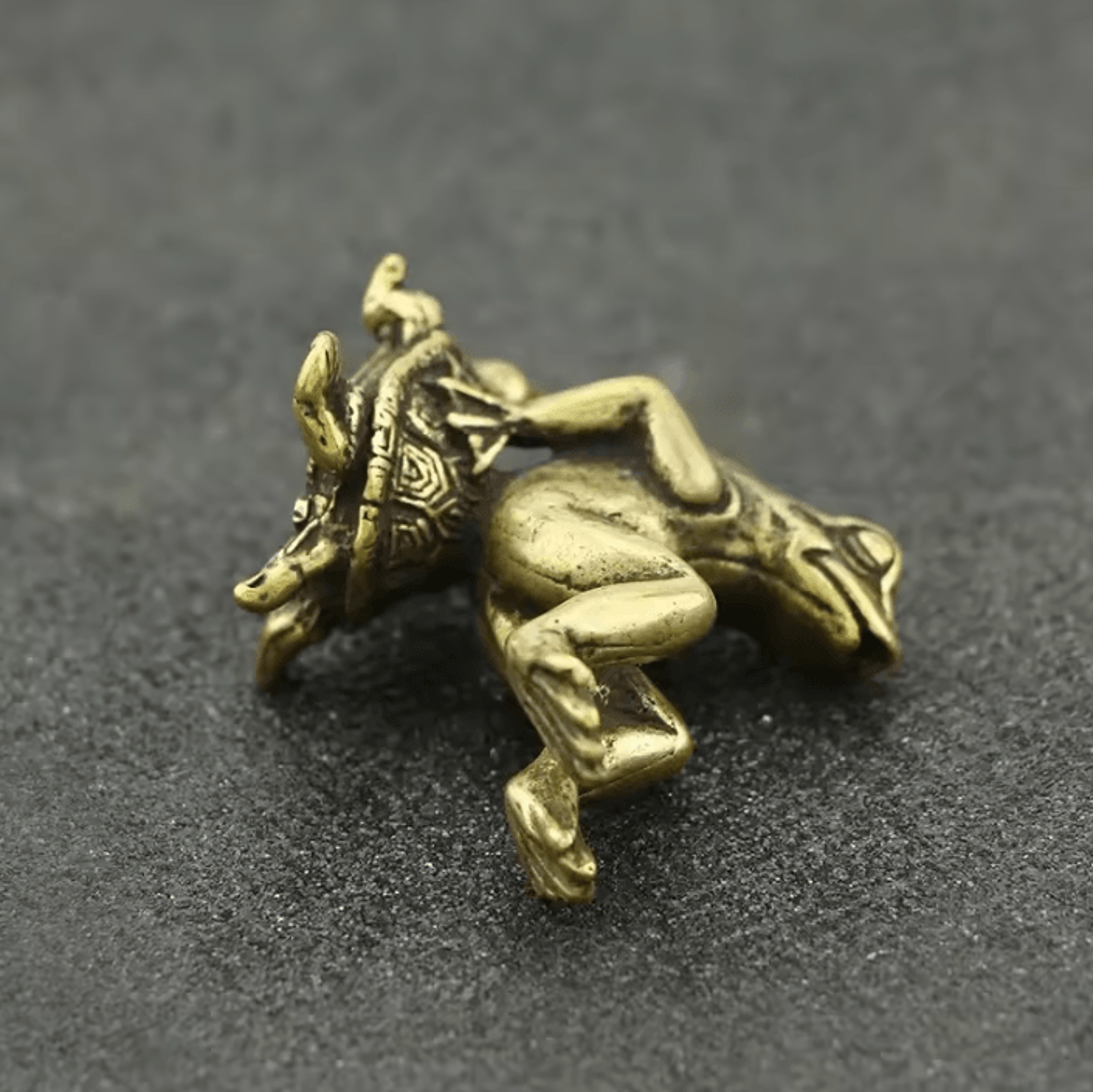 antique brass tortoise and frog miniature statue