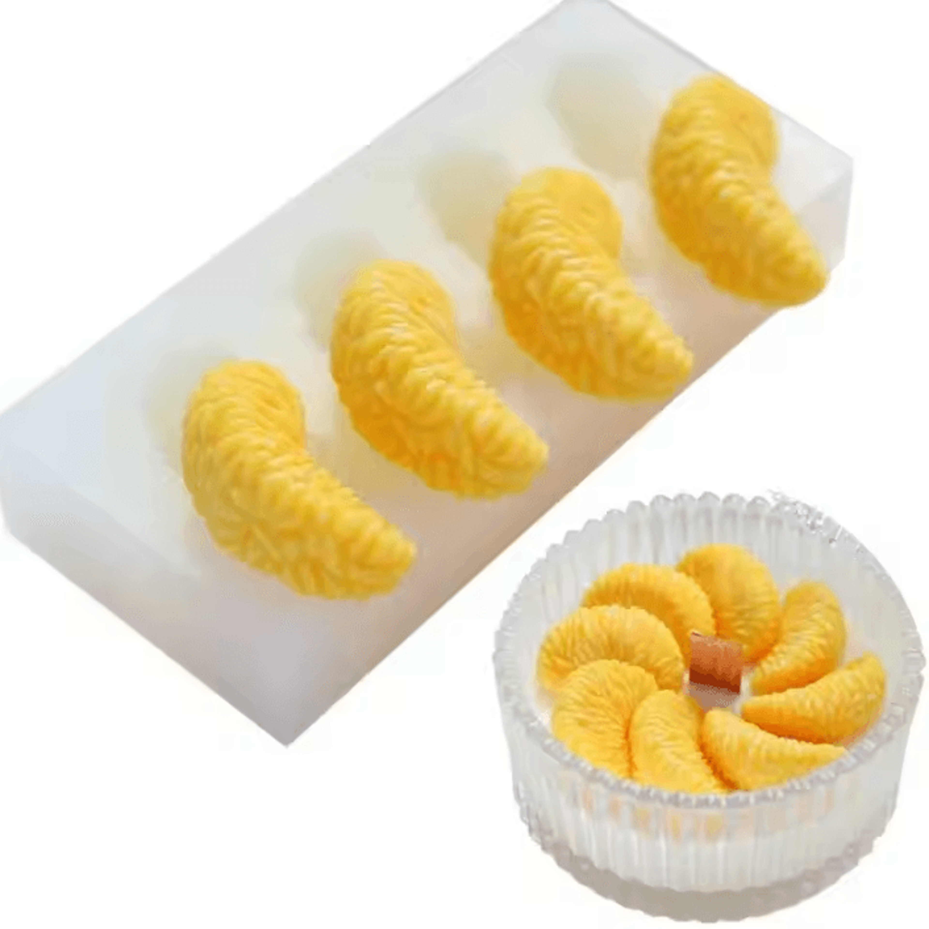 4 cavity orange flower silicone mold for soap candle and dessert making