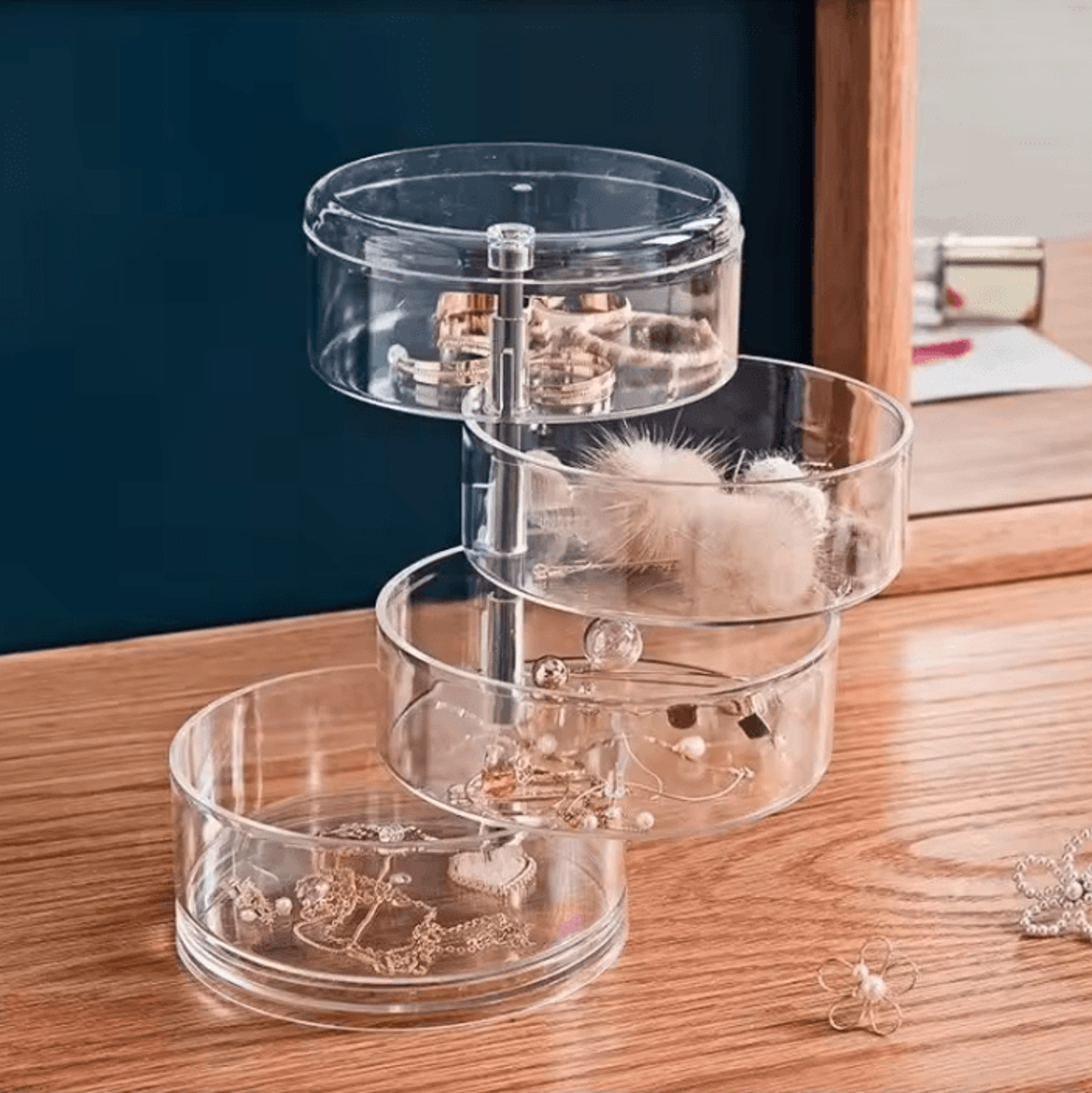 3/4/5 layer rotating jewelry storage organizer with cover