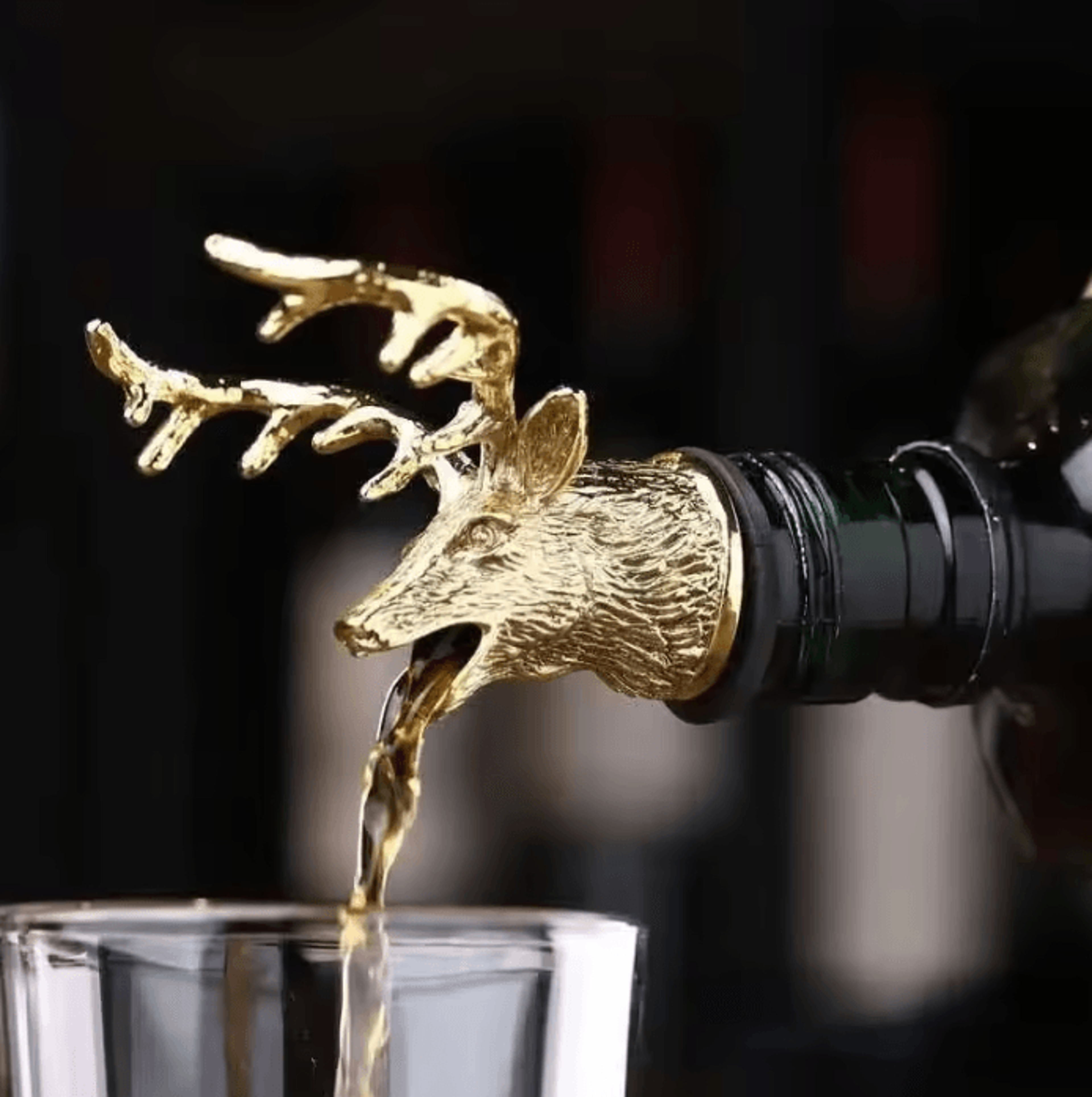 deer head wine and oil bottle pourer spout