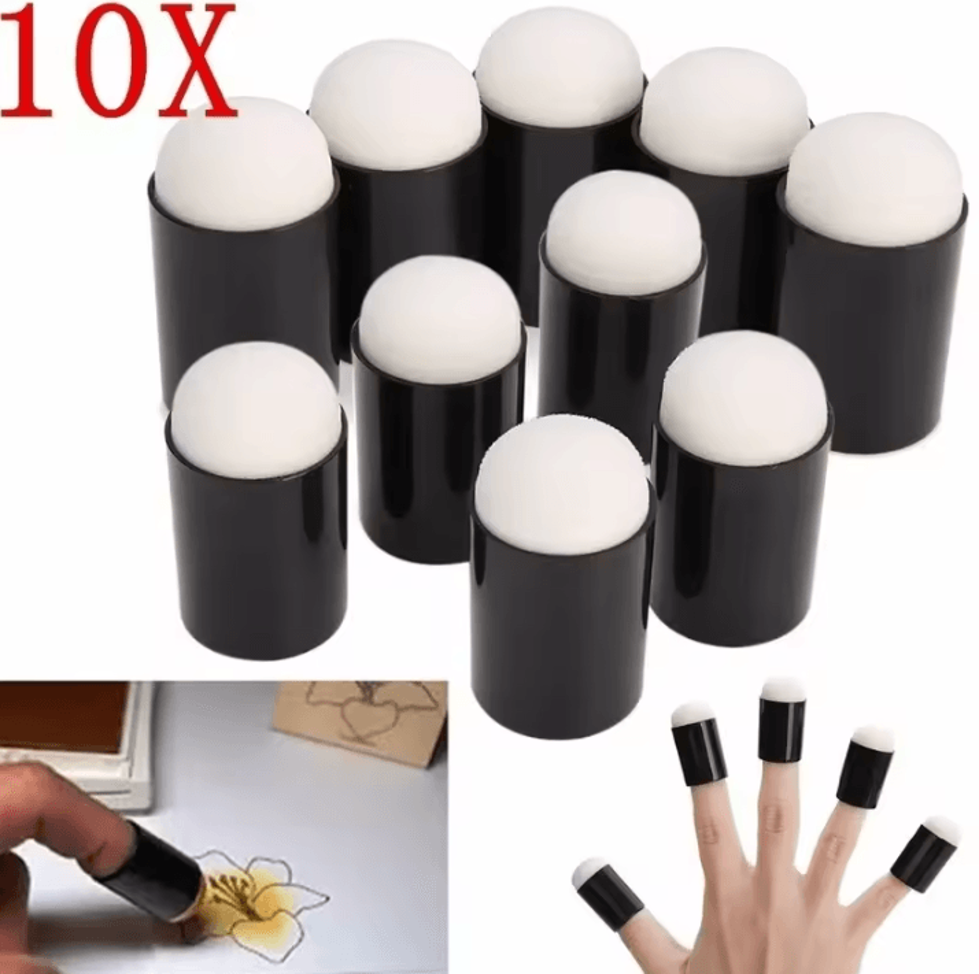 10 piece finger sponge daubers for ink and craft painting