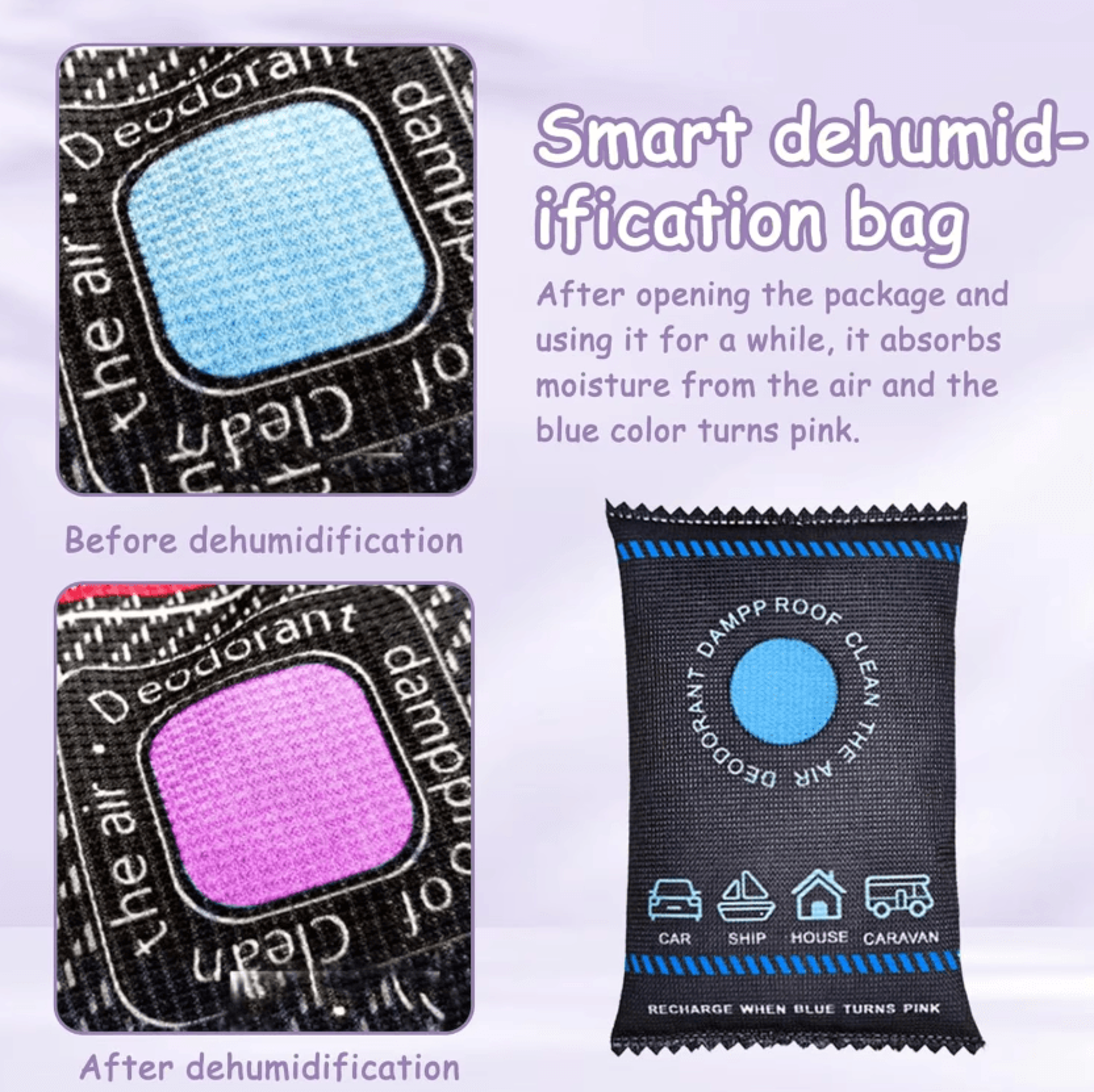 reusable moisture absorber dehumidifier bag for car and home