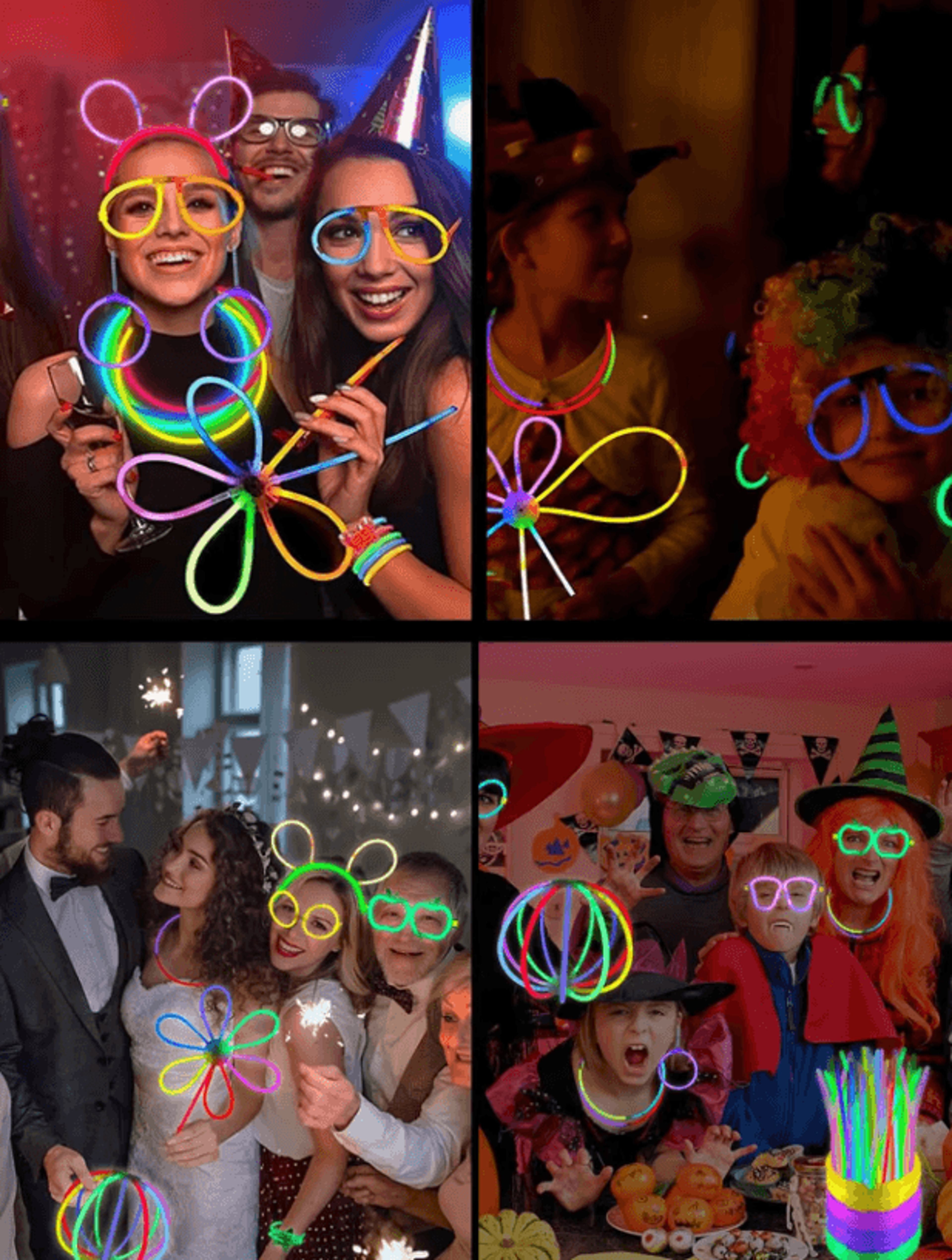 colorful glow stick bracelets and necklaces for parties