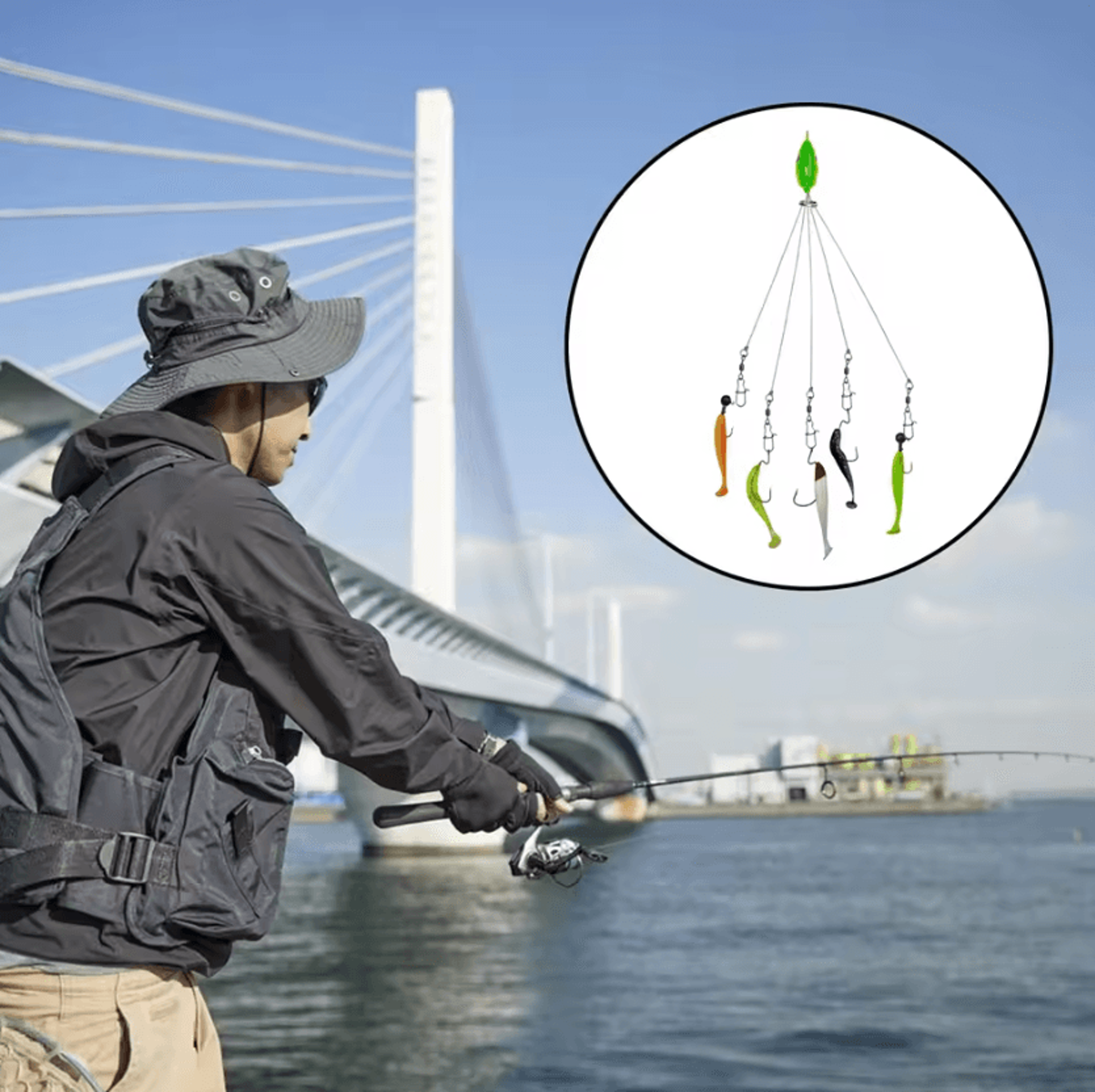 5 arm alabama umbrella fishing rig for bass and striper