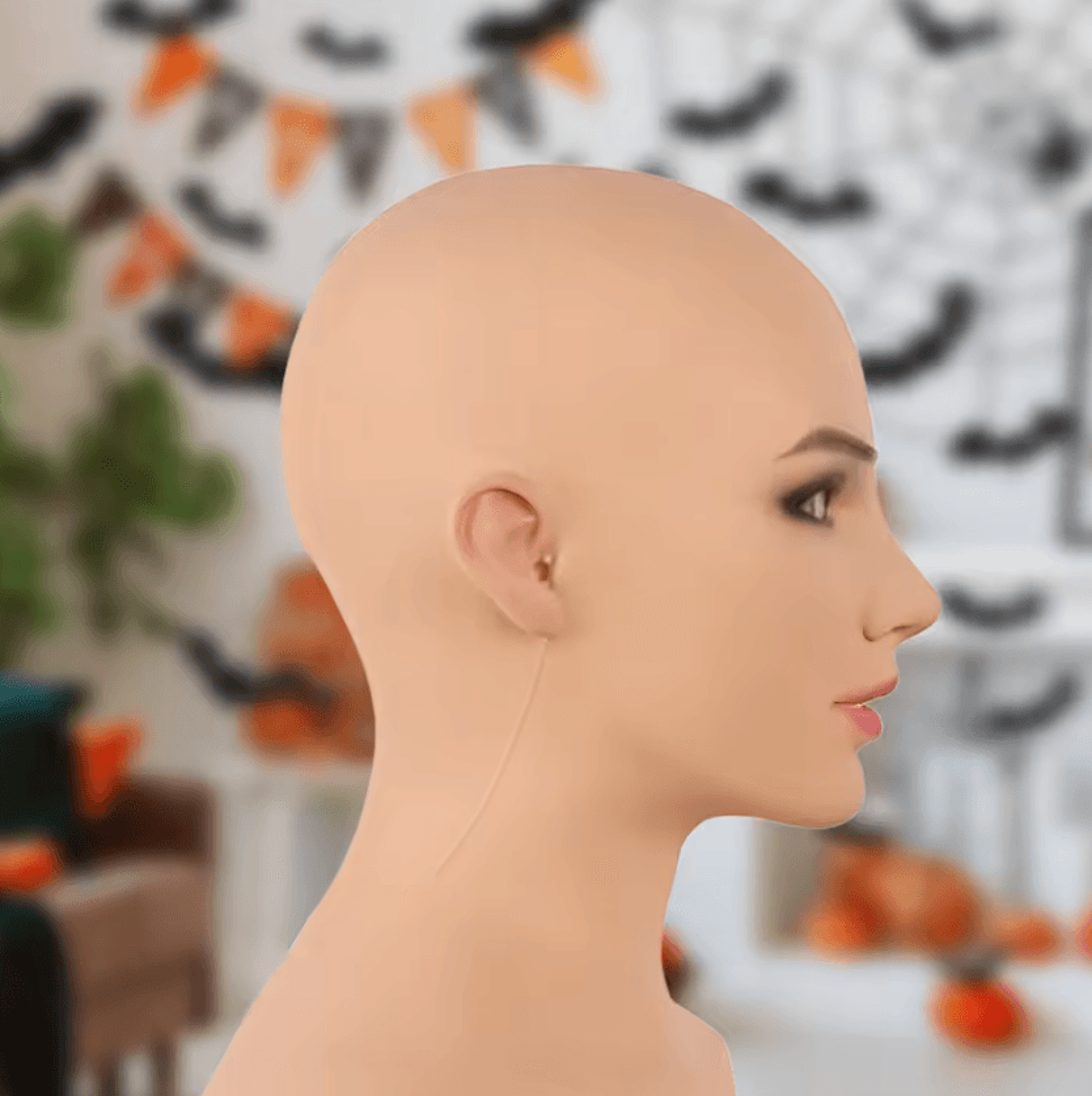 realistic bald beauty latex halloween mask for adult cosplay