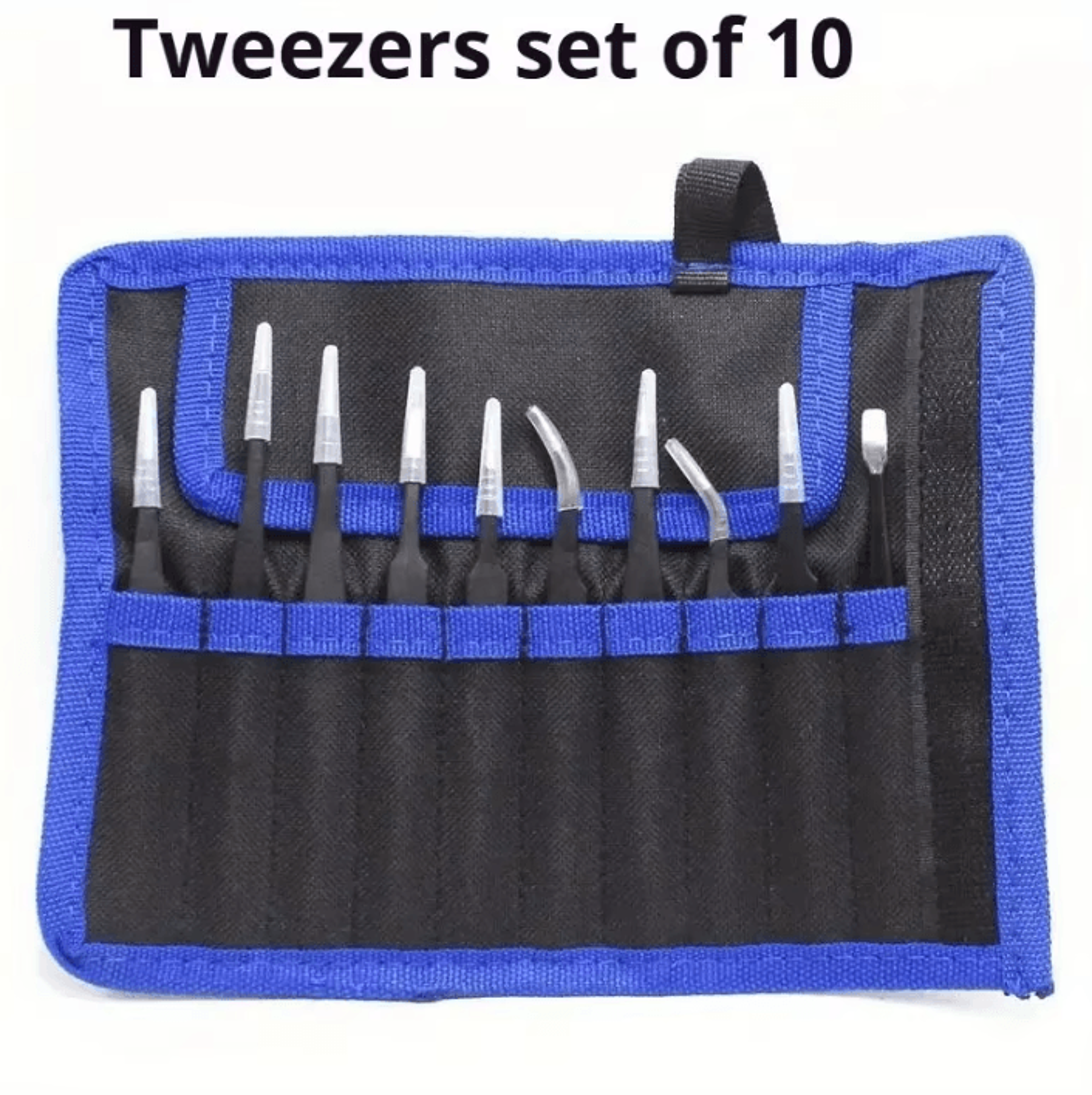 10 piece esd precision anti static tweezers set for electronics repair
