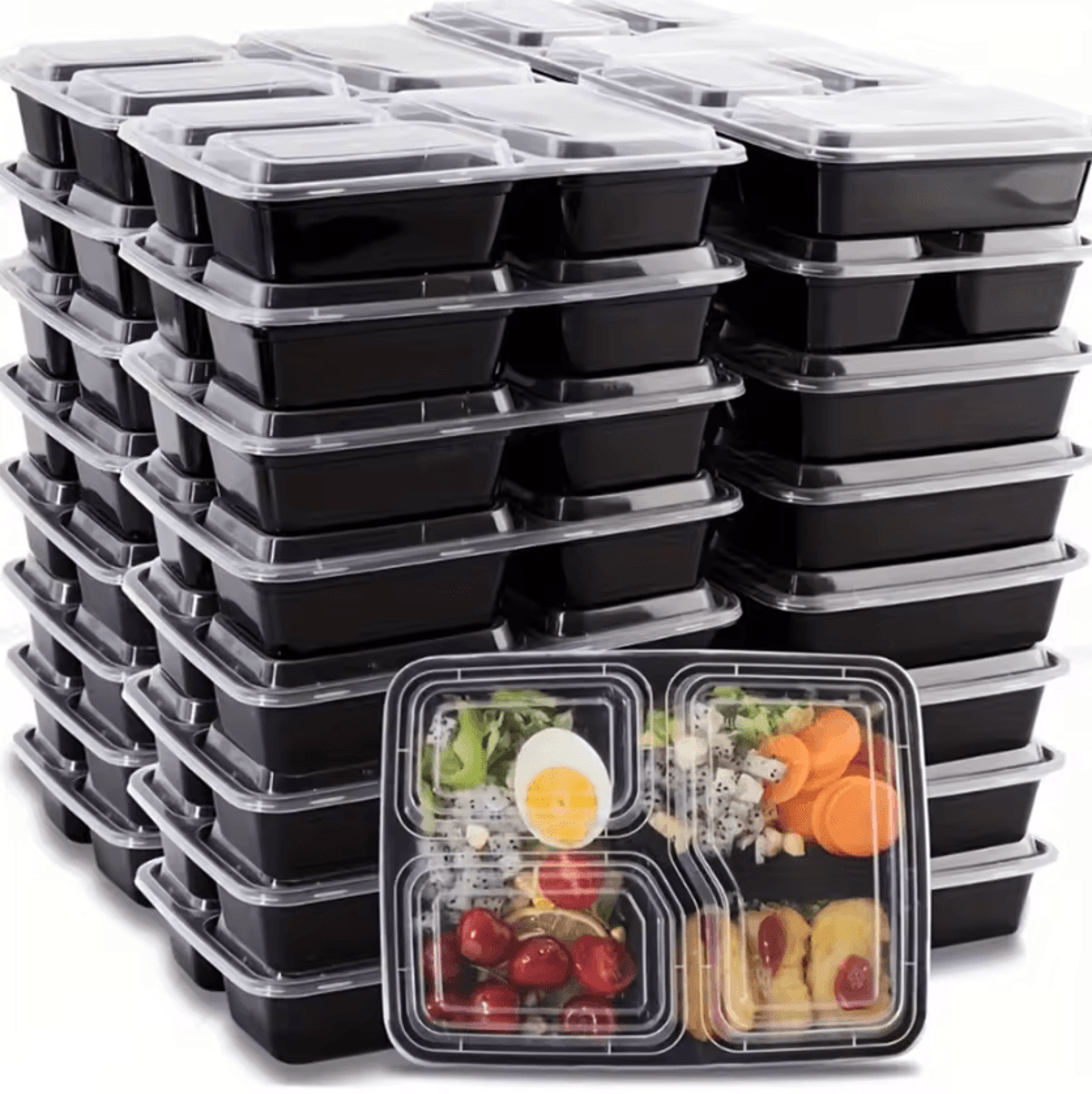 10 piece 3 compartment meal prep containers with lids