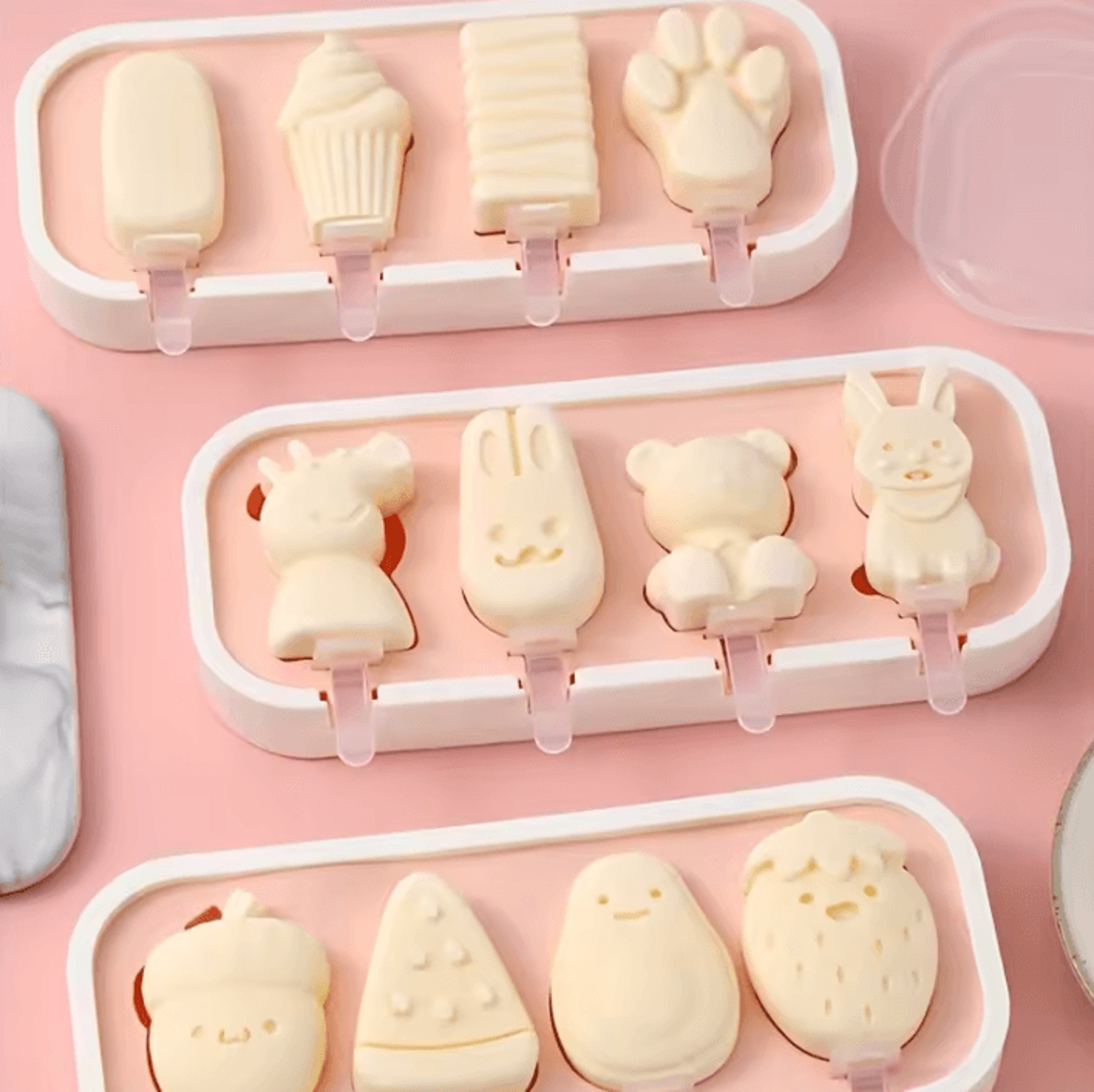 bpa-free silicone cartoon popsicle mold for kids