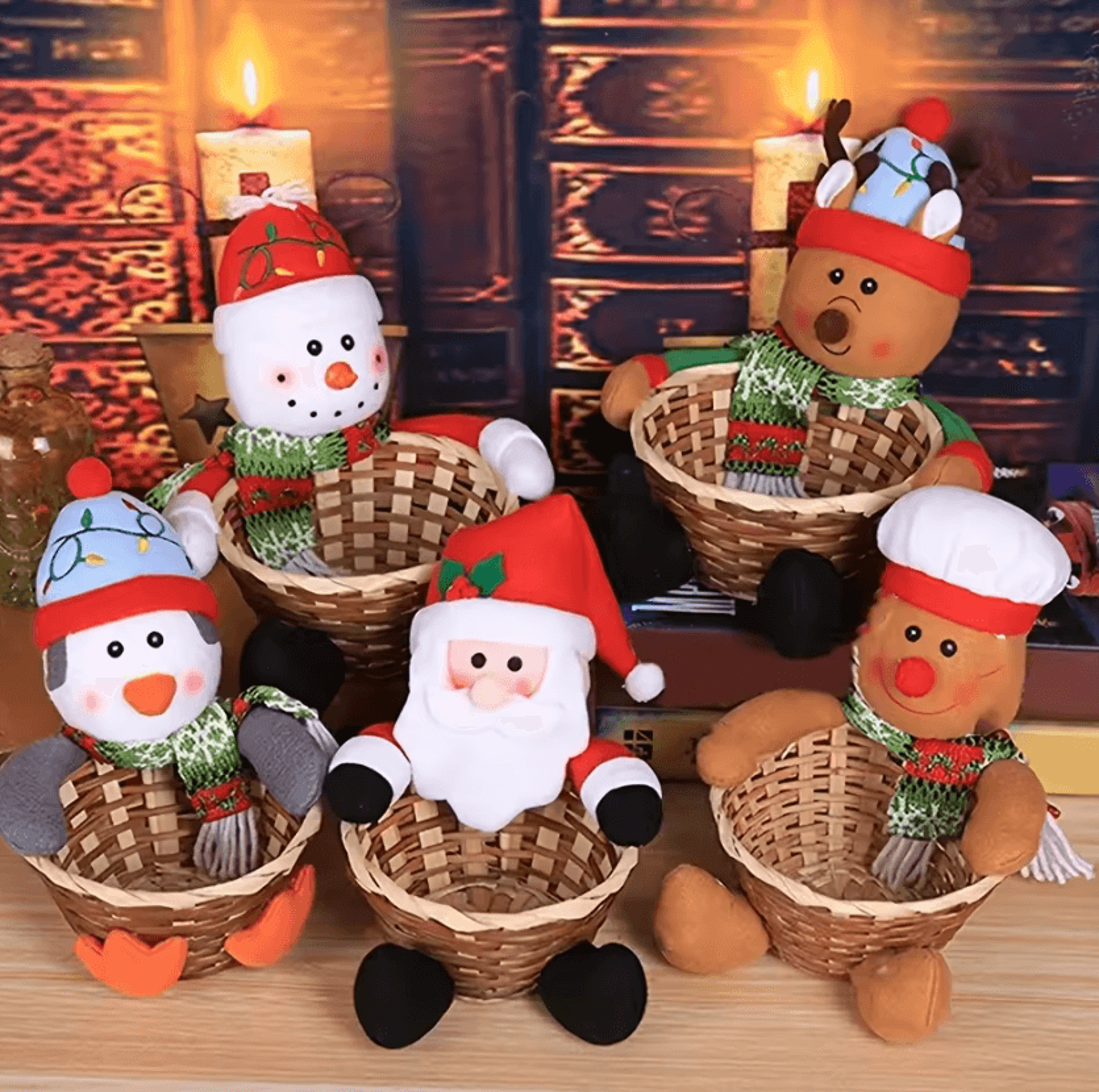 festive woven christmas candy basket tabletop decoration