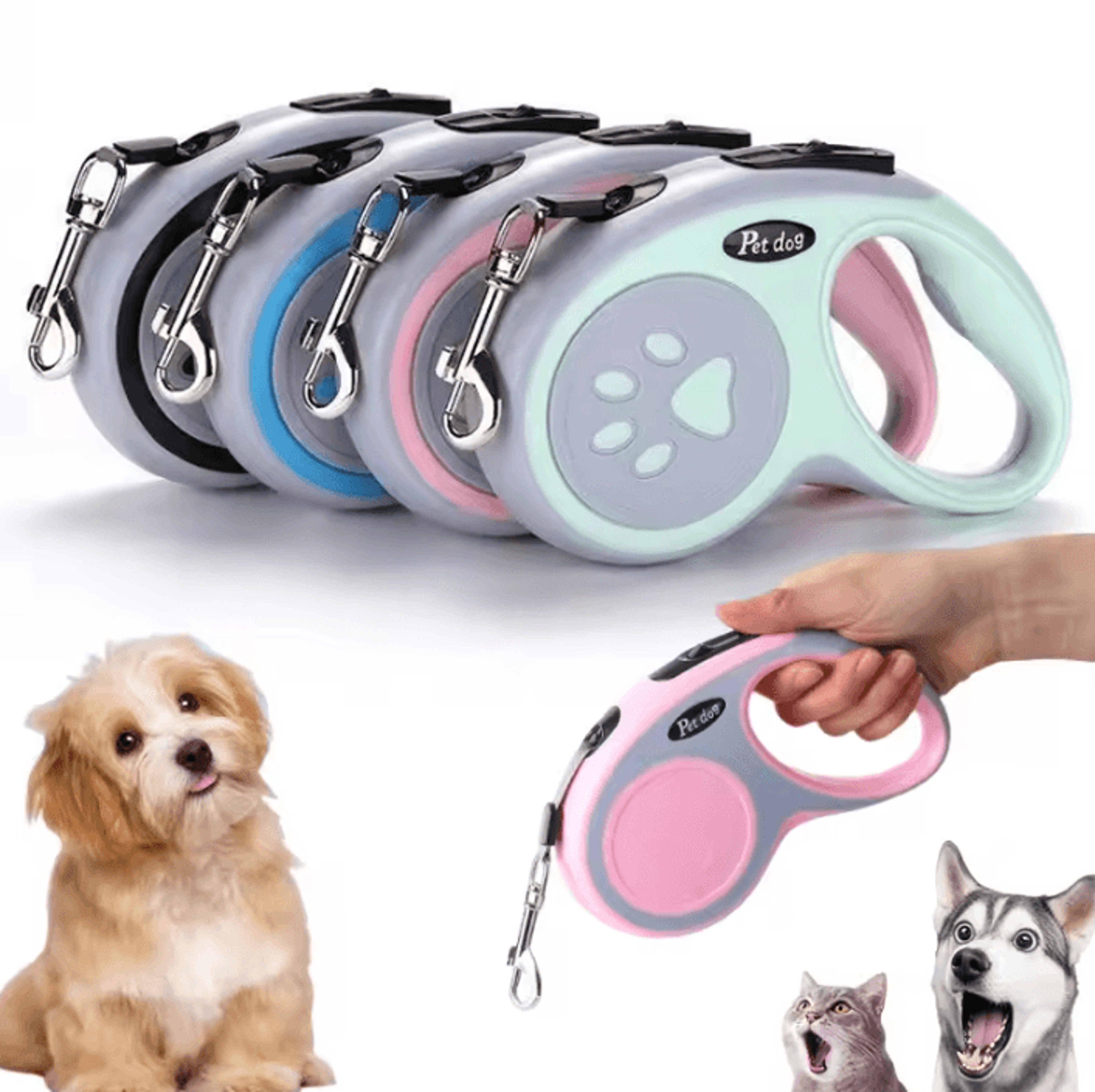 3m 5m automatic retractable dog leash with one-touch lock