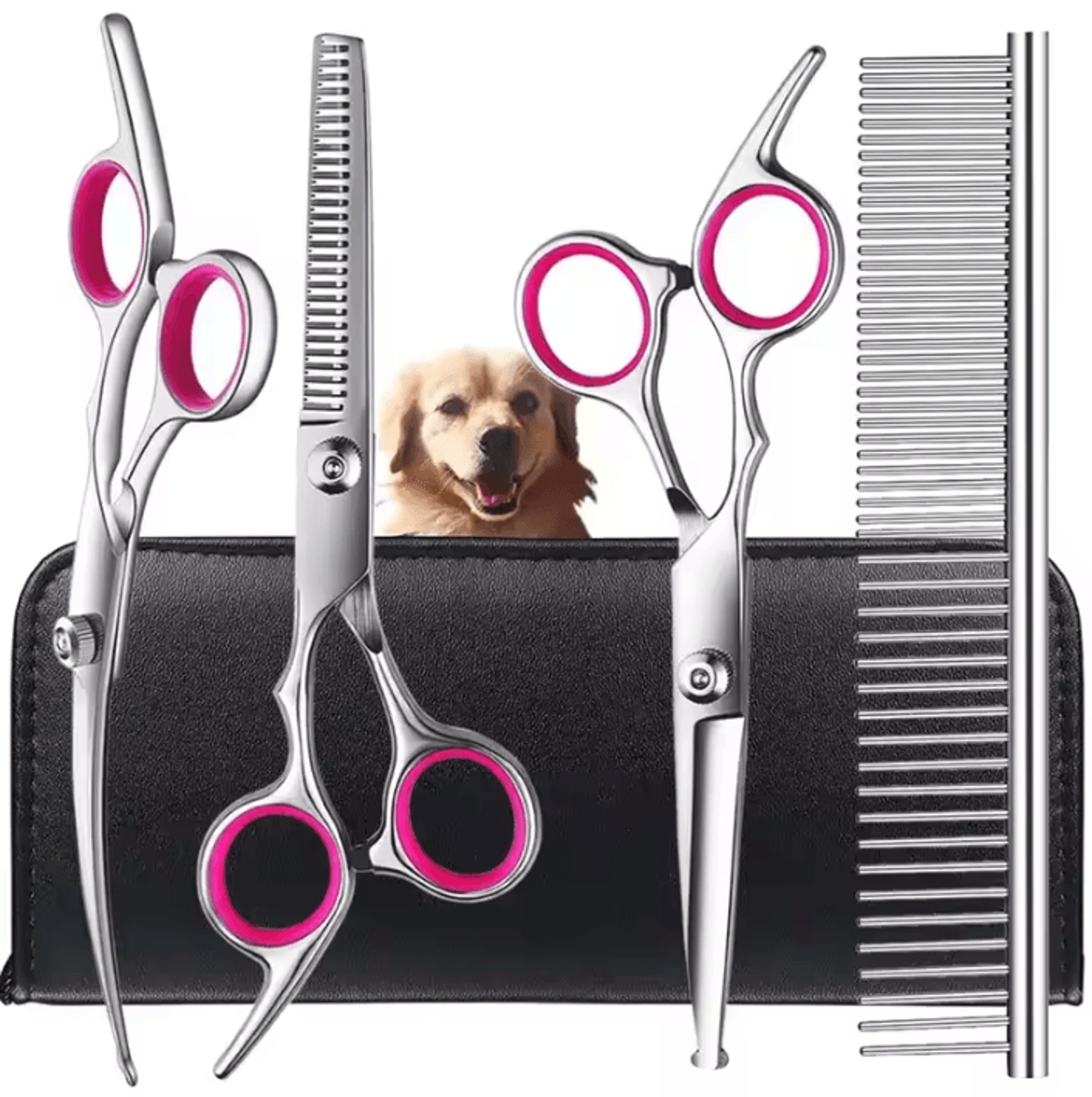 4pcs stainless steel dog grooming scissors set with rounded tips