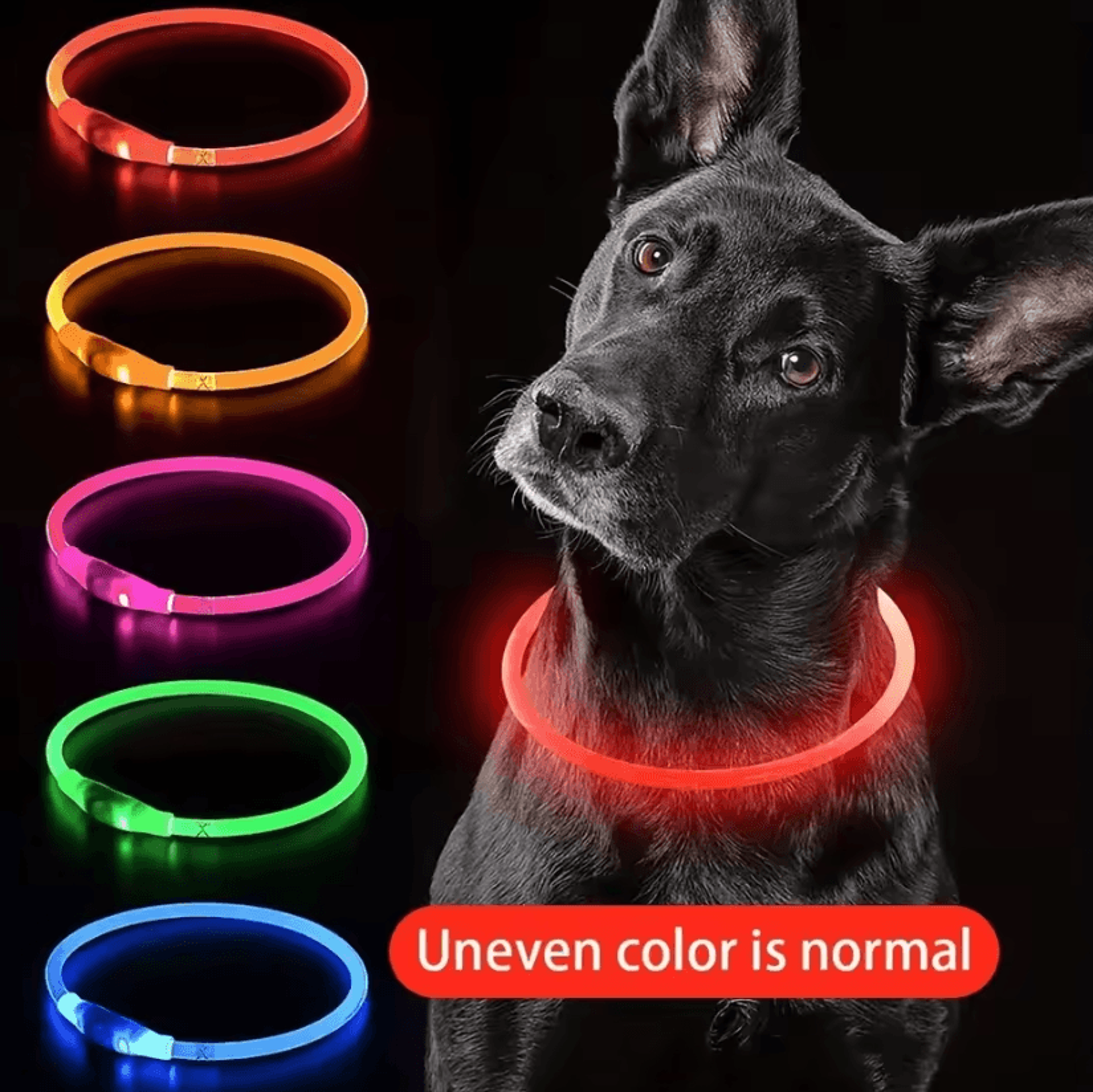 usb rechargeable led dog collar with 3 light modes