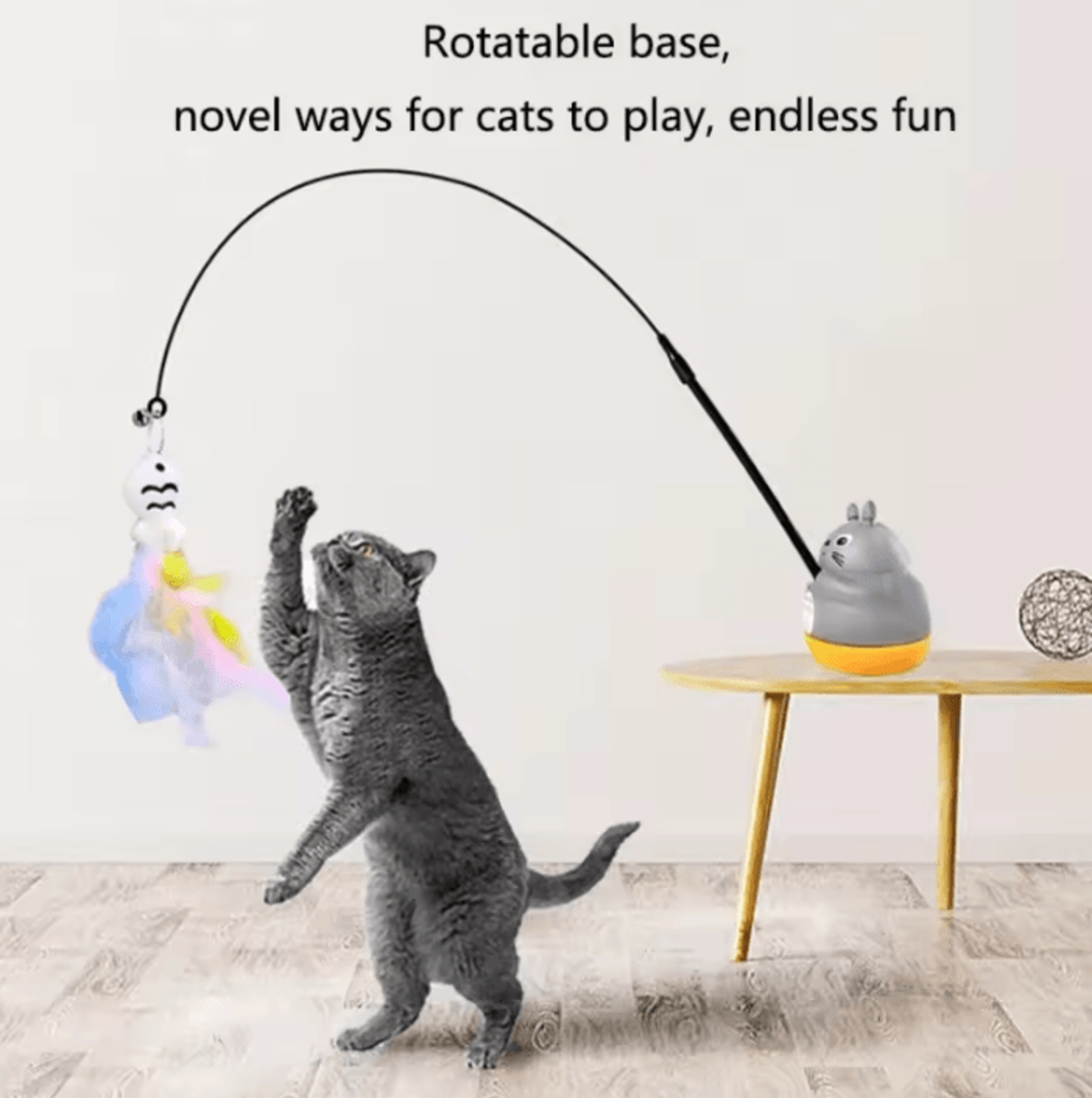 long pole feather cat wand toy with flexible steel wire