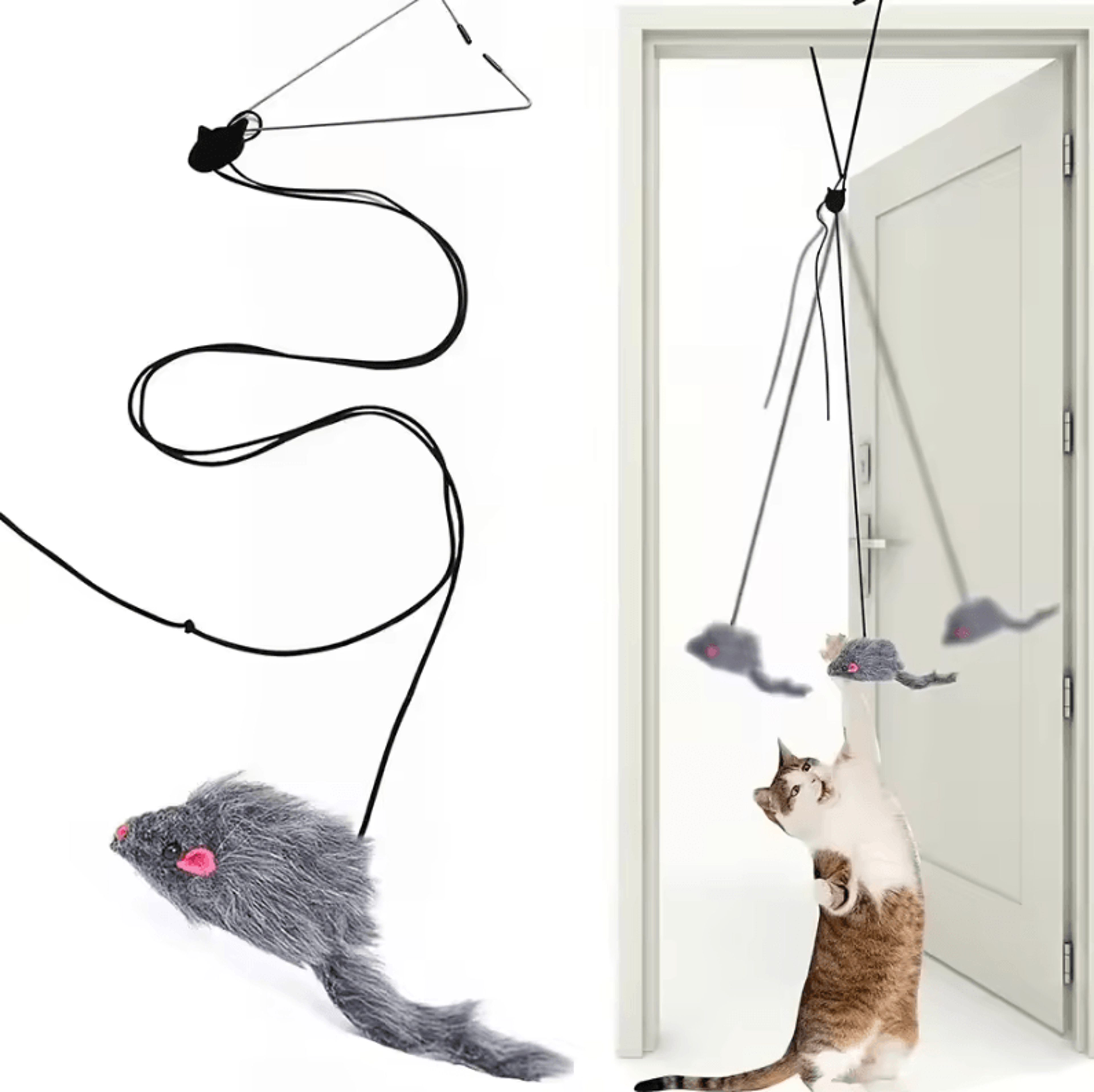 retractable hanging mouse cat toy for interactive self-play