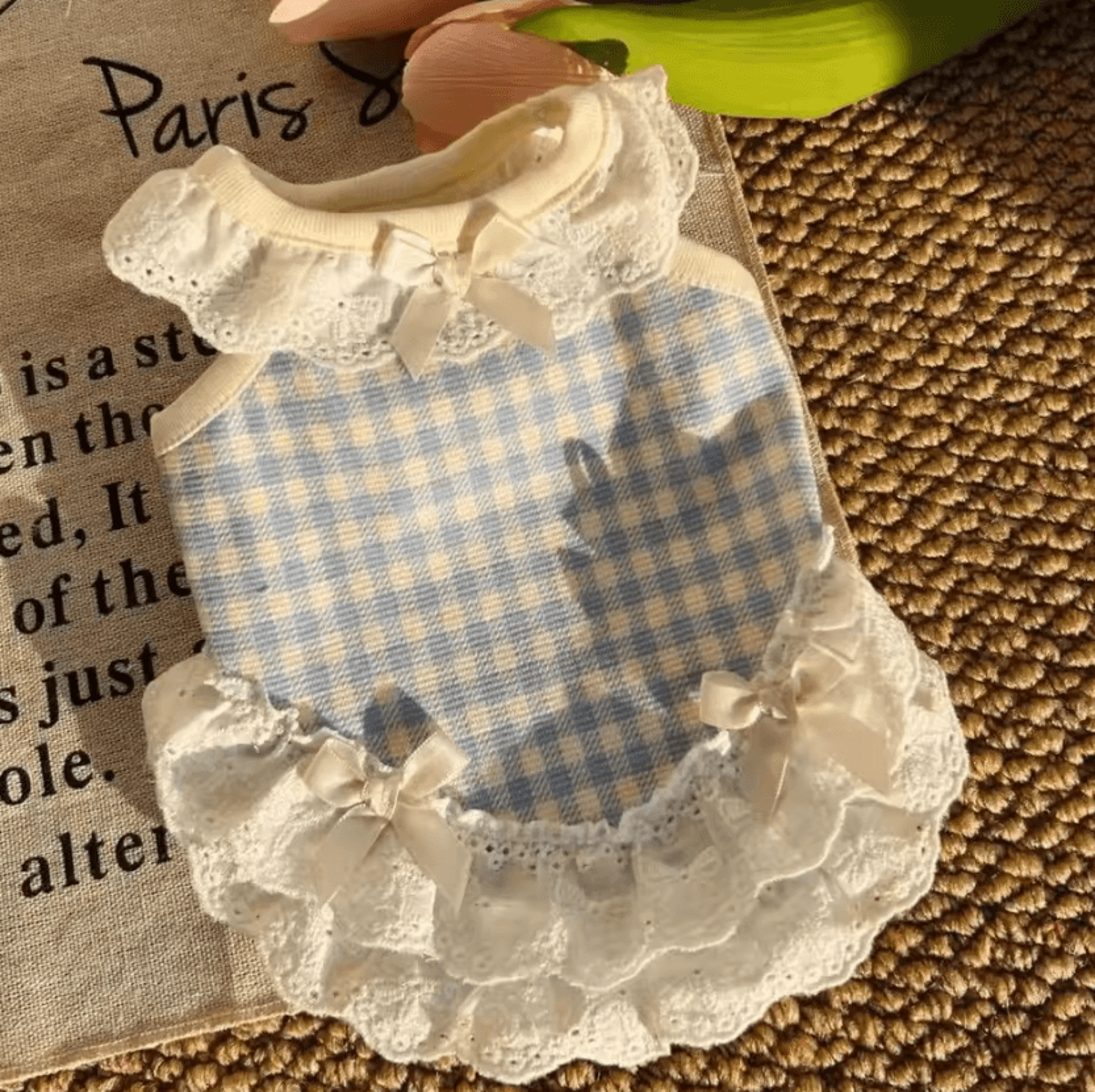 plaid lace summer dress for small dogs