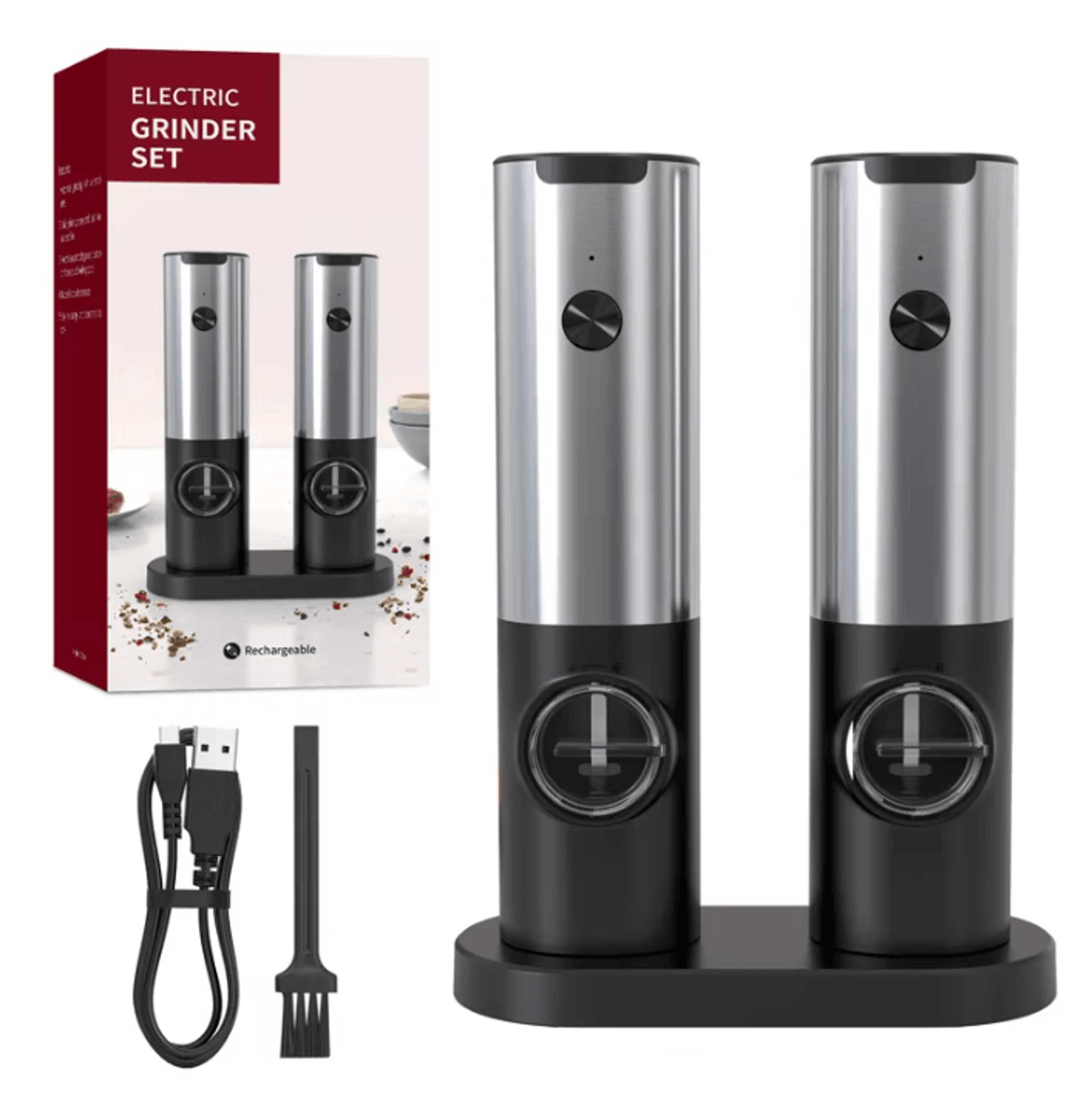 usb rechargeable automatic salt and pepper grinder with adjustable coarseness