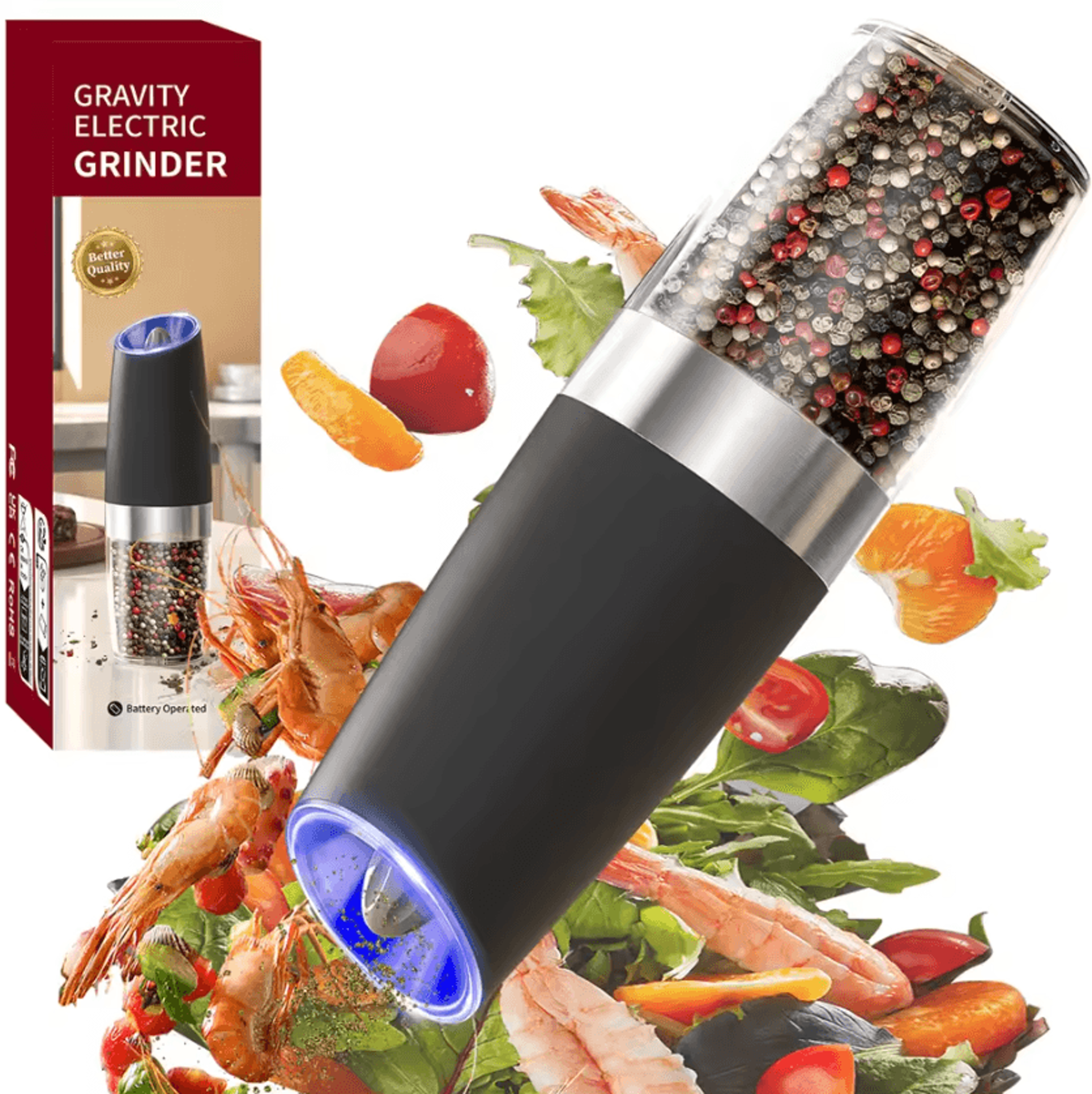 tiltgrind automatic gravity salt and pepper grinder set