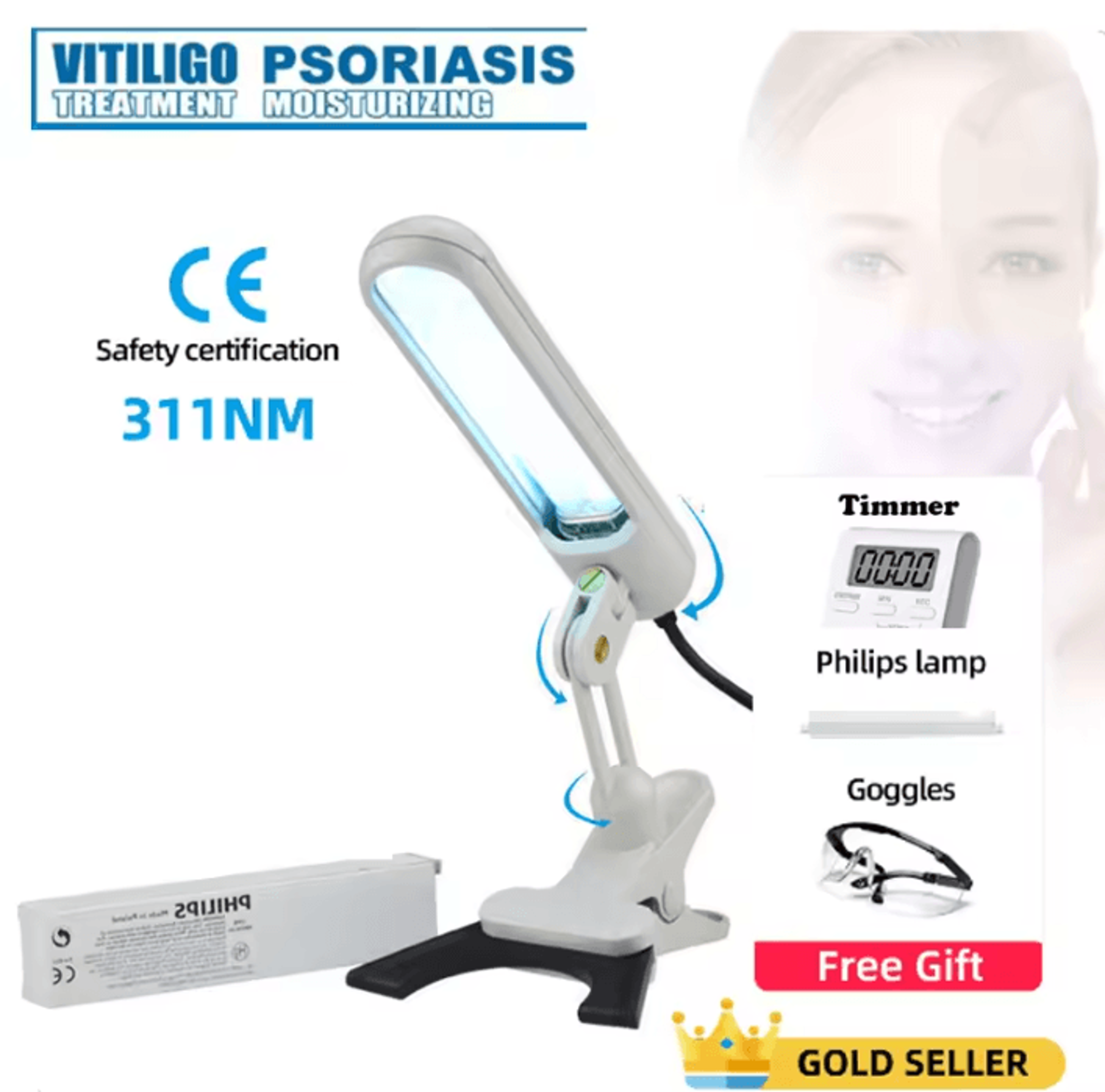 311nm narrowband uvb handheld phototherapy lamp for targeted skin care
