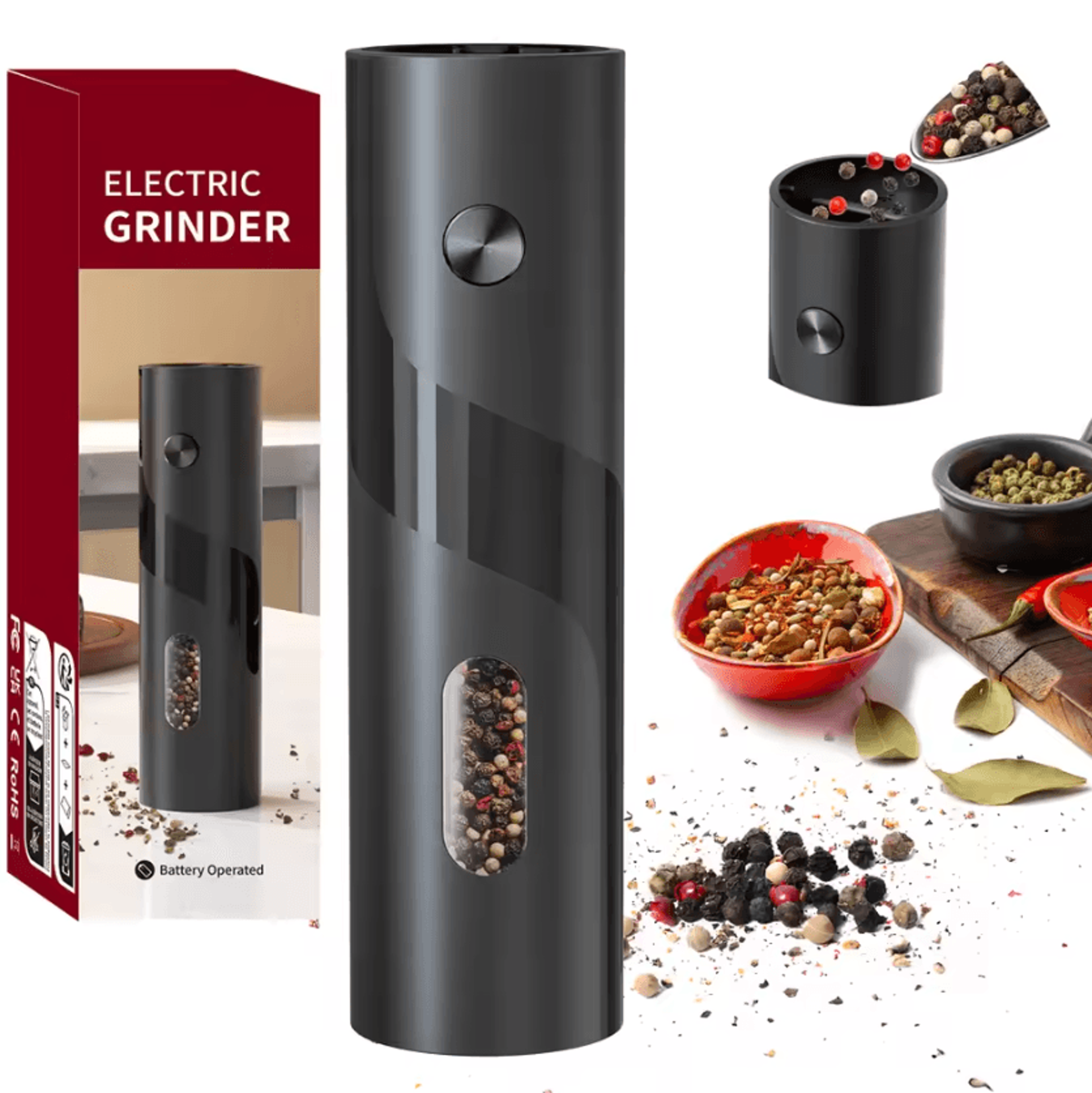 seasonglow automatic salt and pepper grinder with led light
