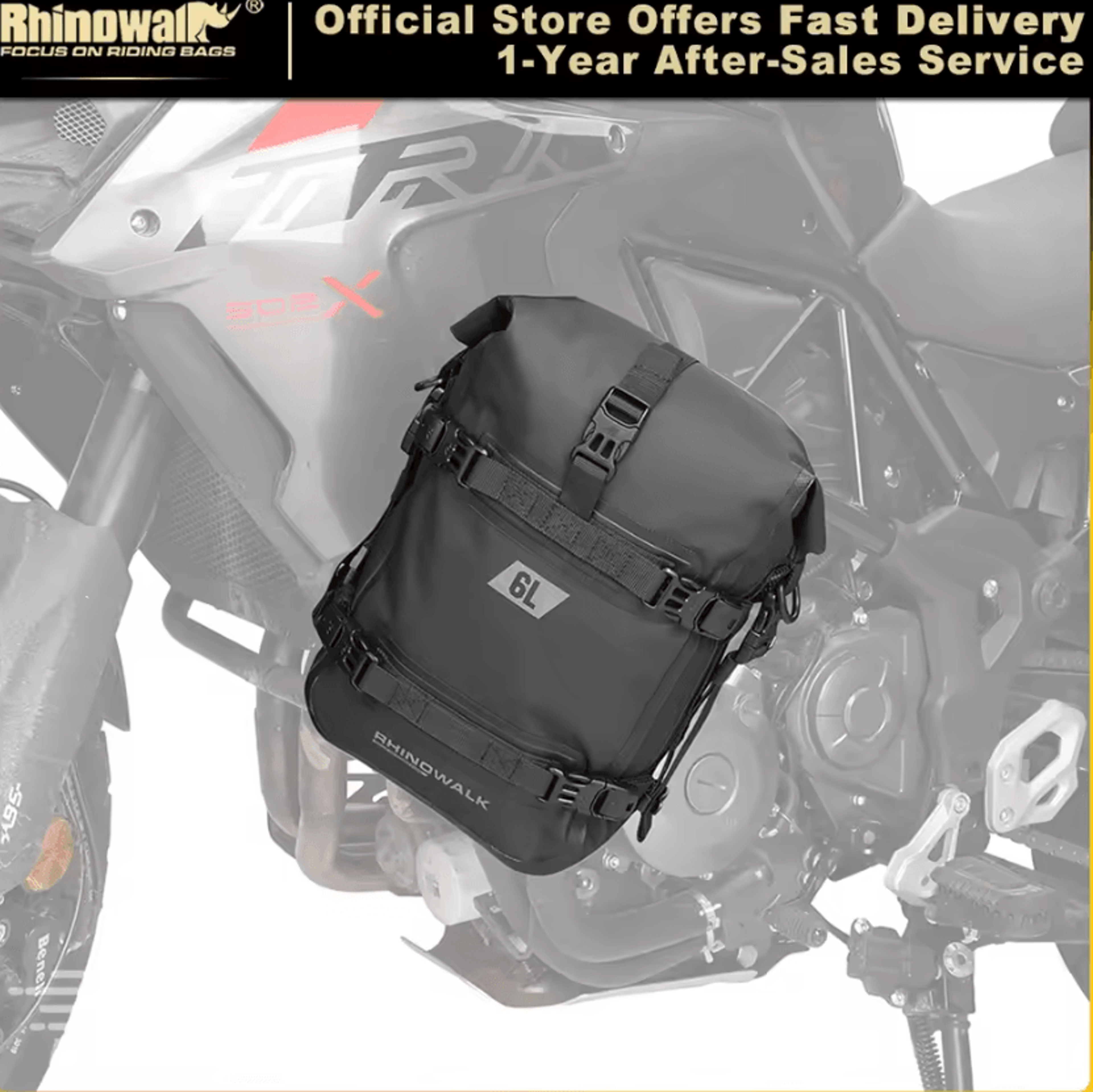 rhinowalk 6l waterproof motorcycle crash bar tool bag