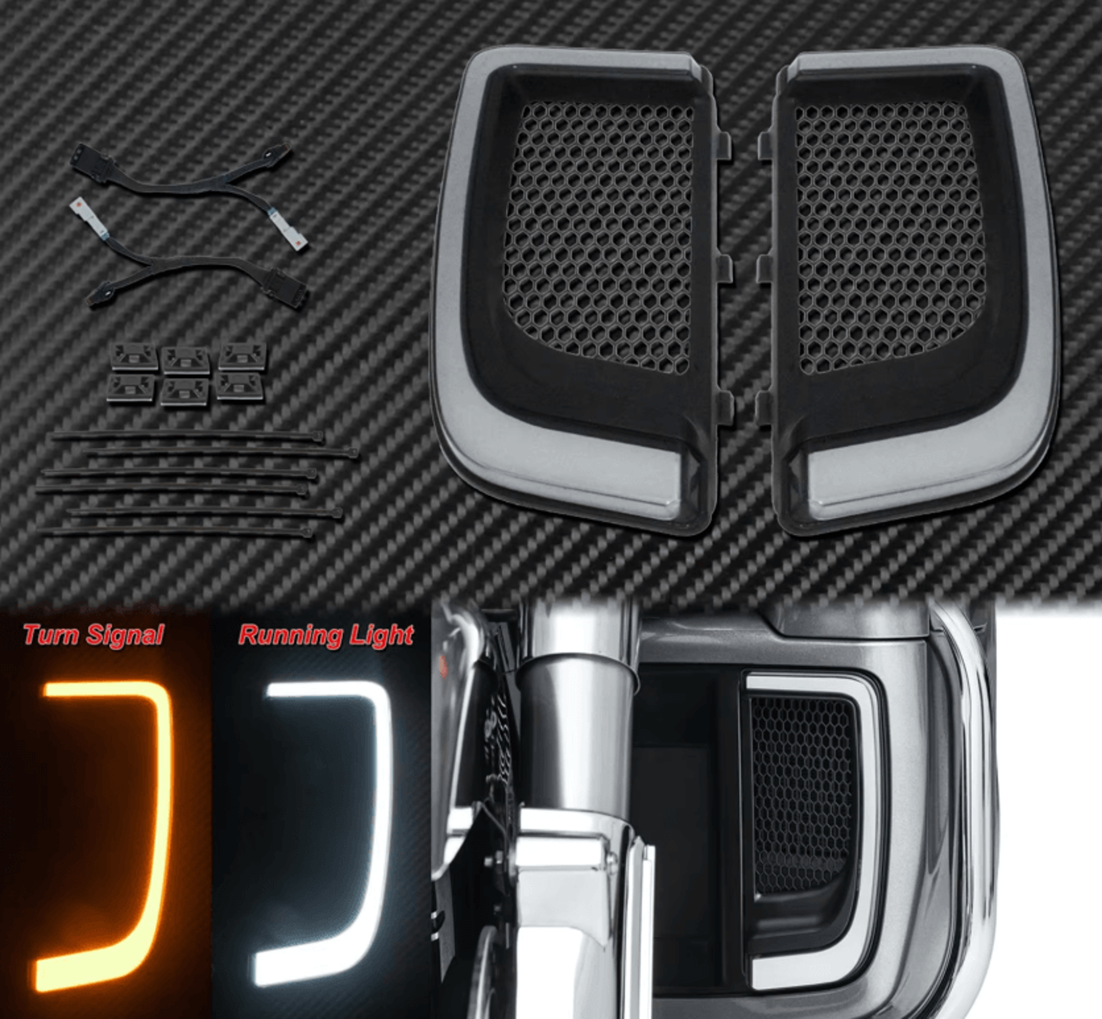 dual function led lower fairing grille lights for harley touring