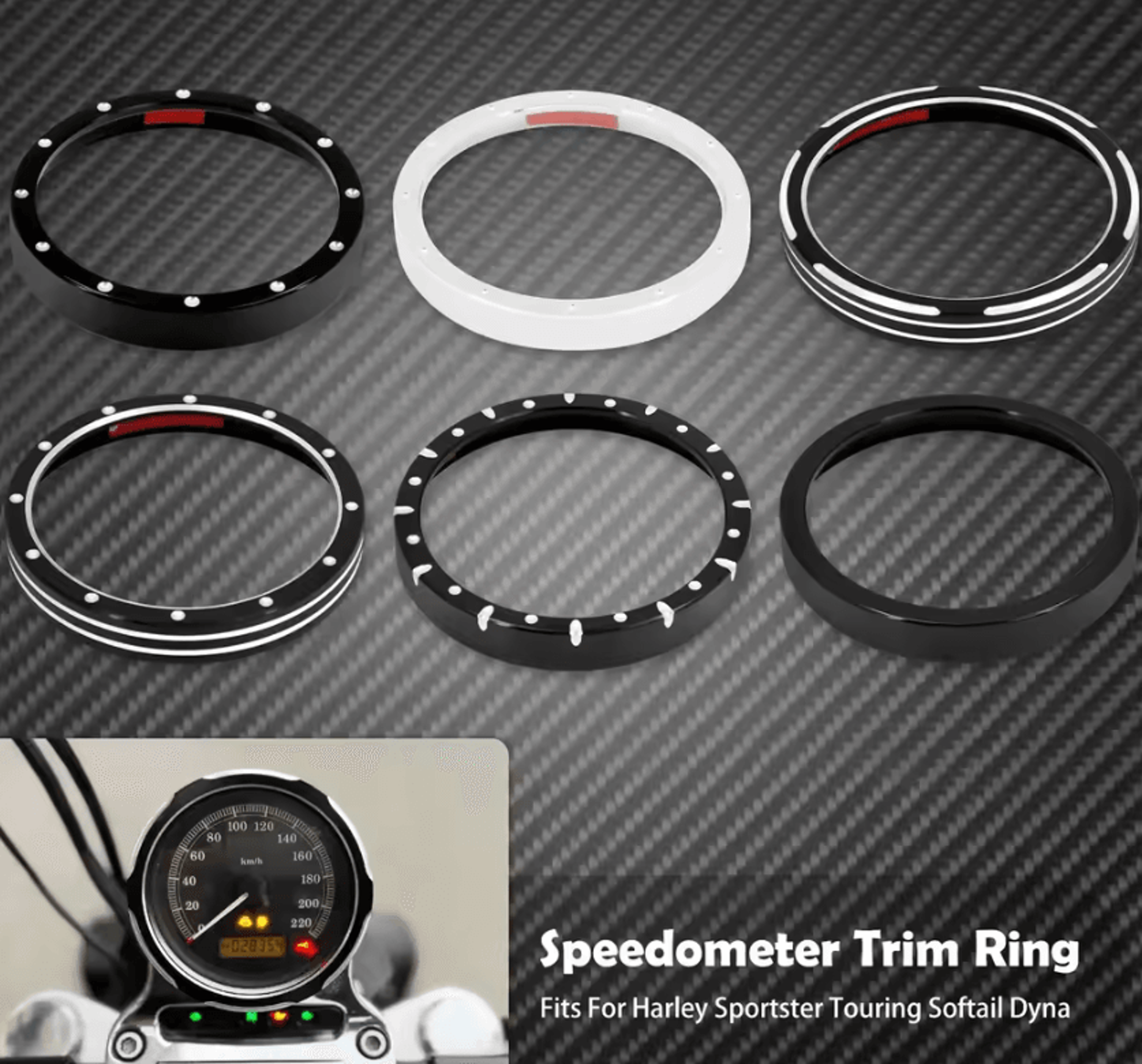 cnc black speedometer bezel trim for harley sportster and dyna