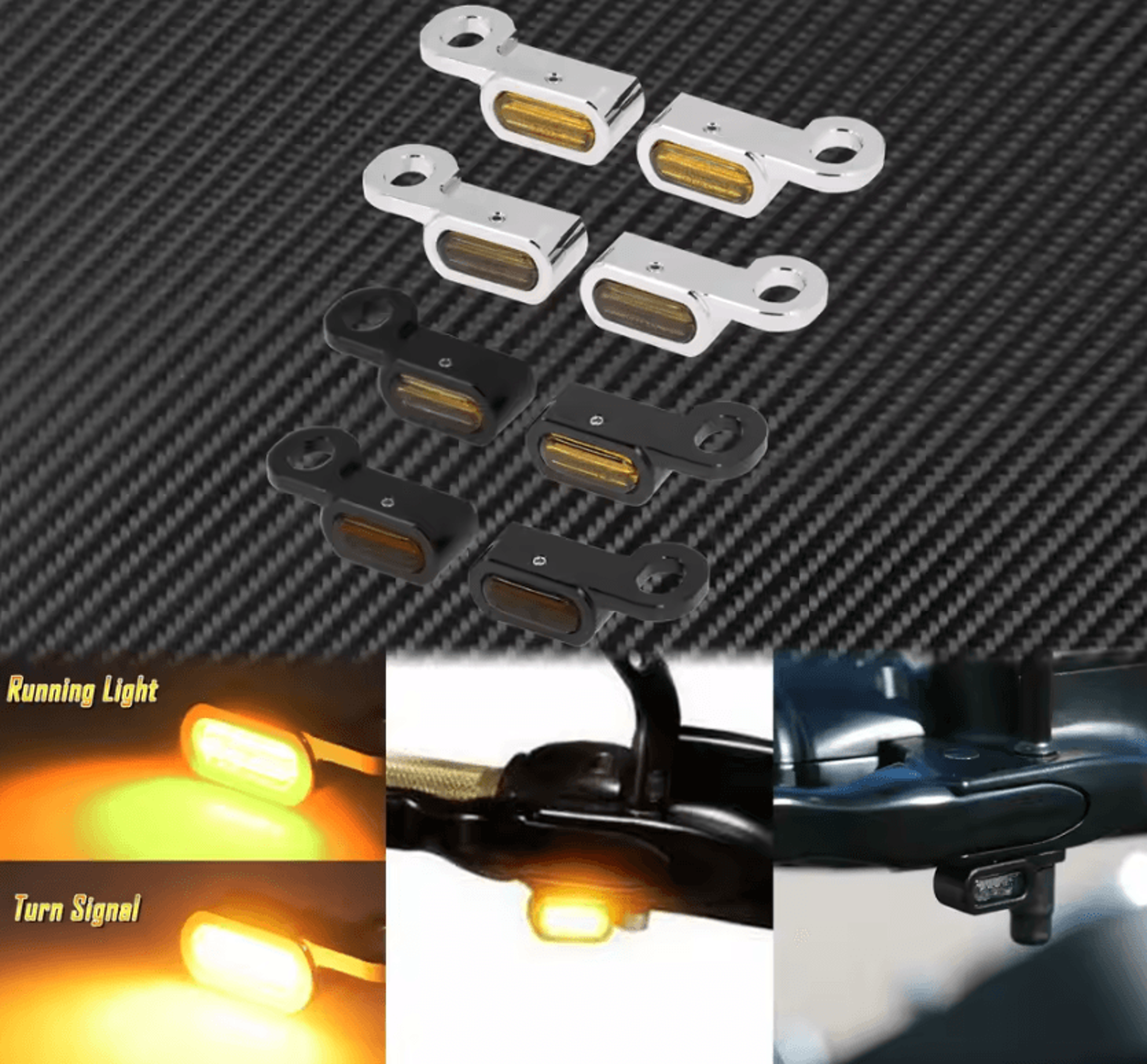 black chrome led front turn signal lights for harley touring softail
