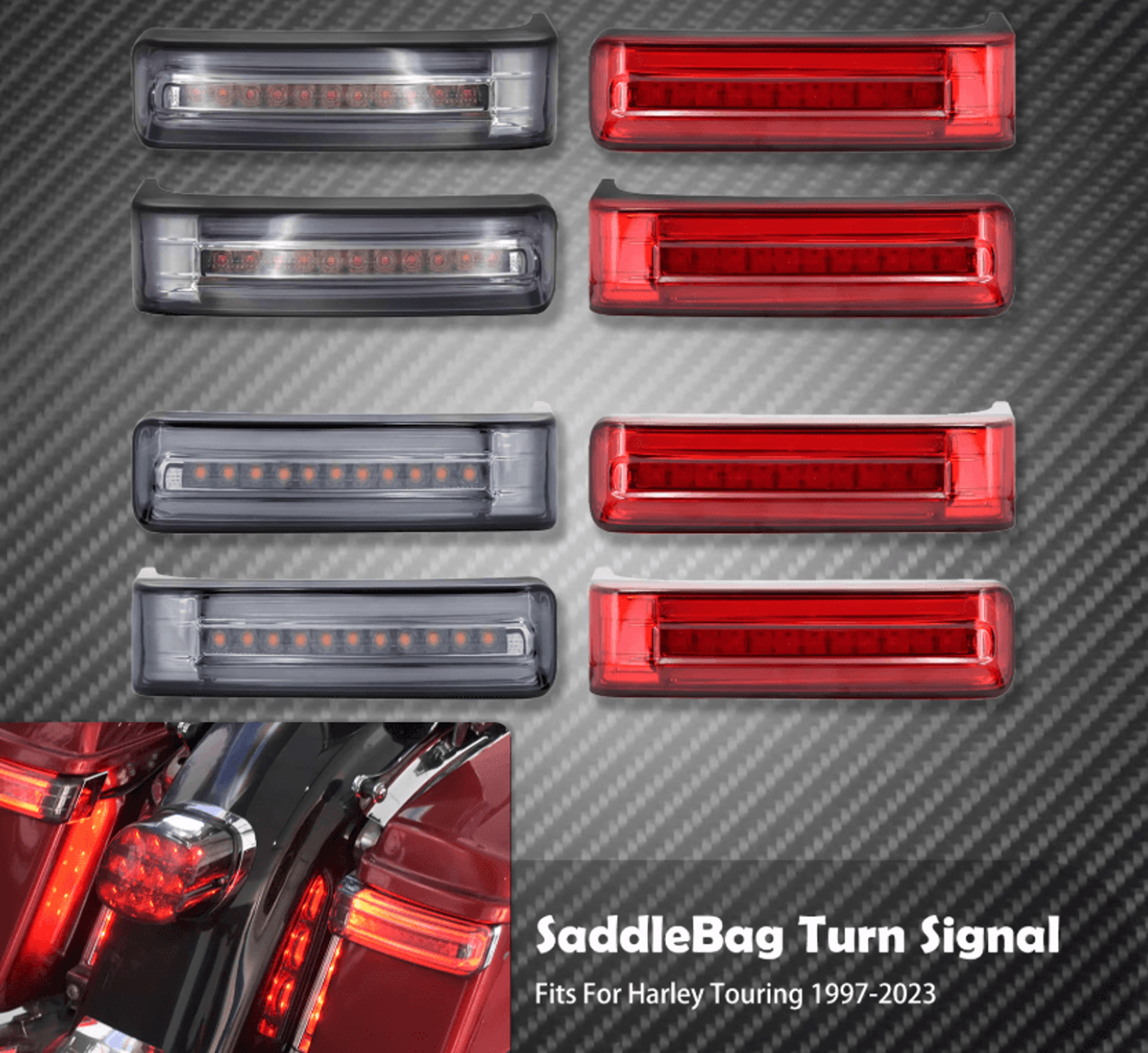 integrated saddlebag led run brake turn lights for harley touring