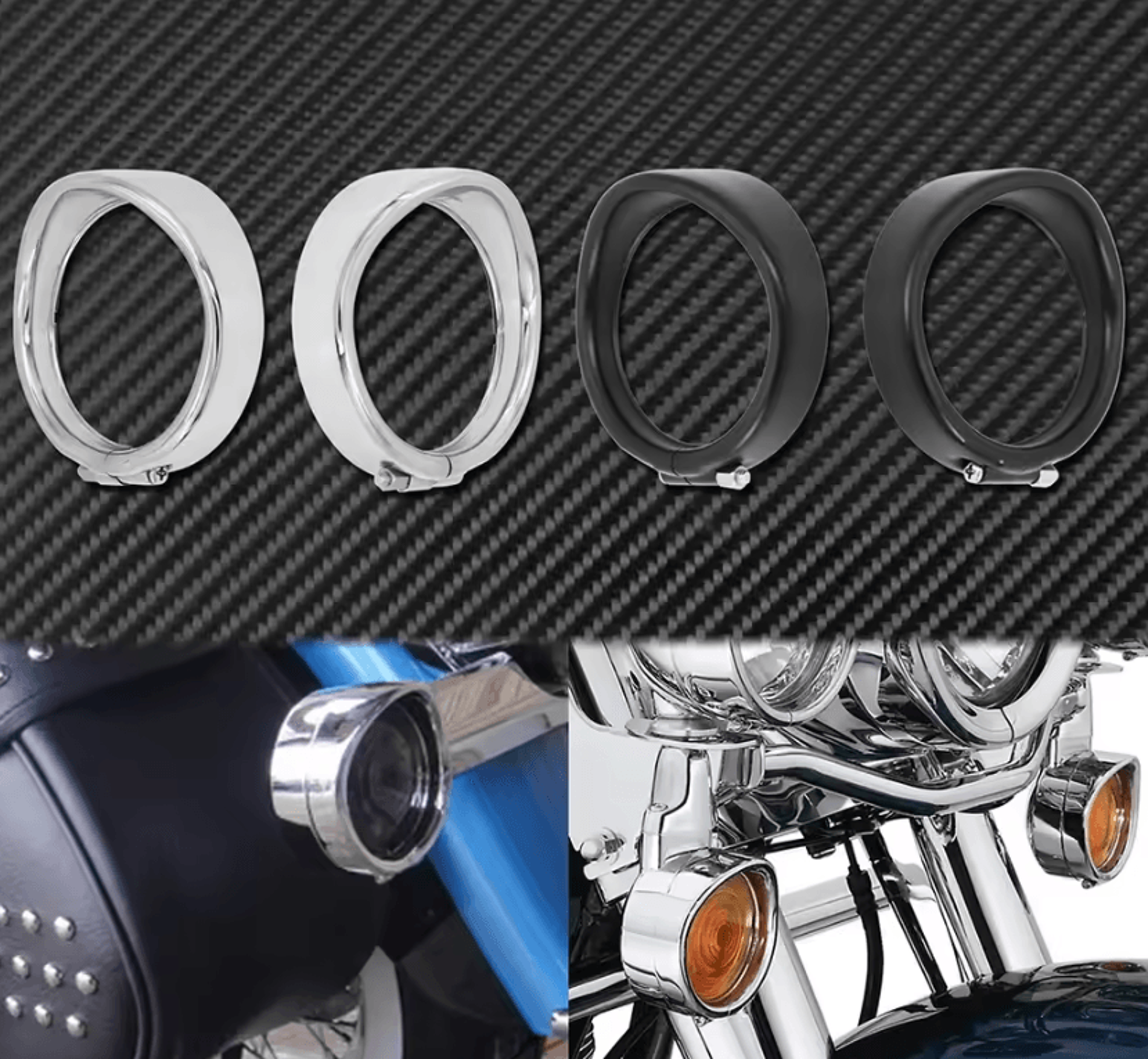 classic visor turn signal trim rings for harley touring softail