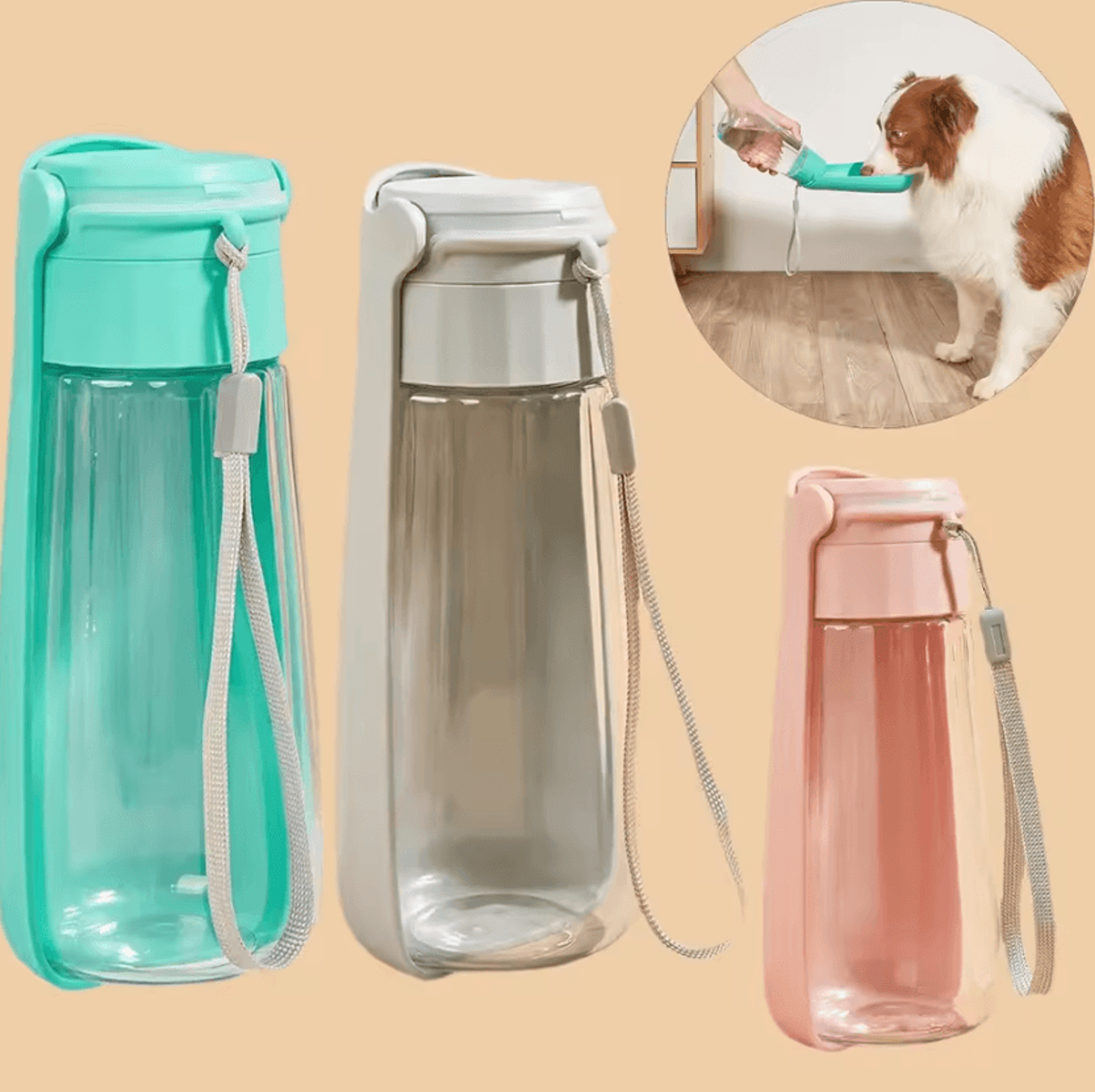 leak proof 550ml portable dog water bottle with foldable bowl