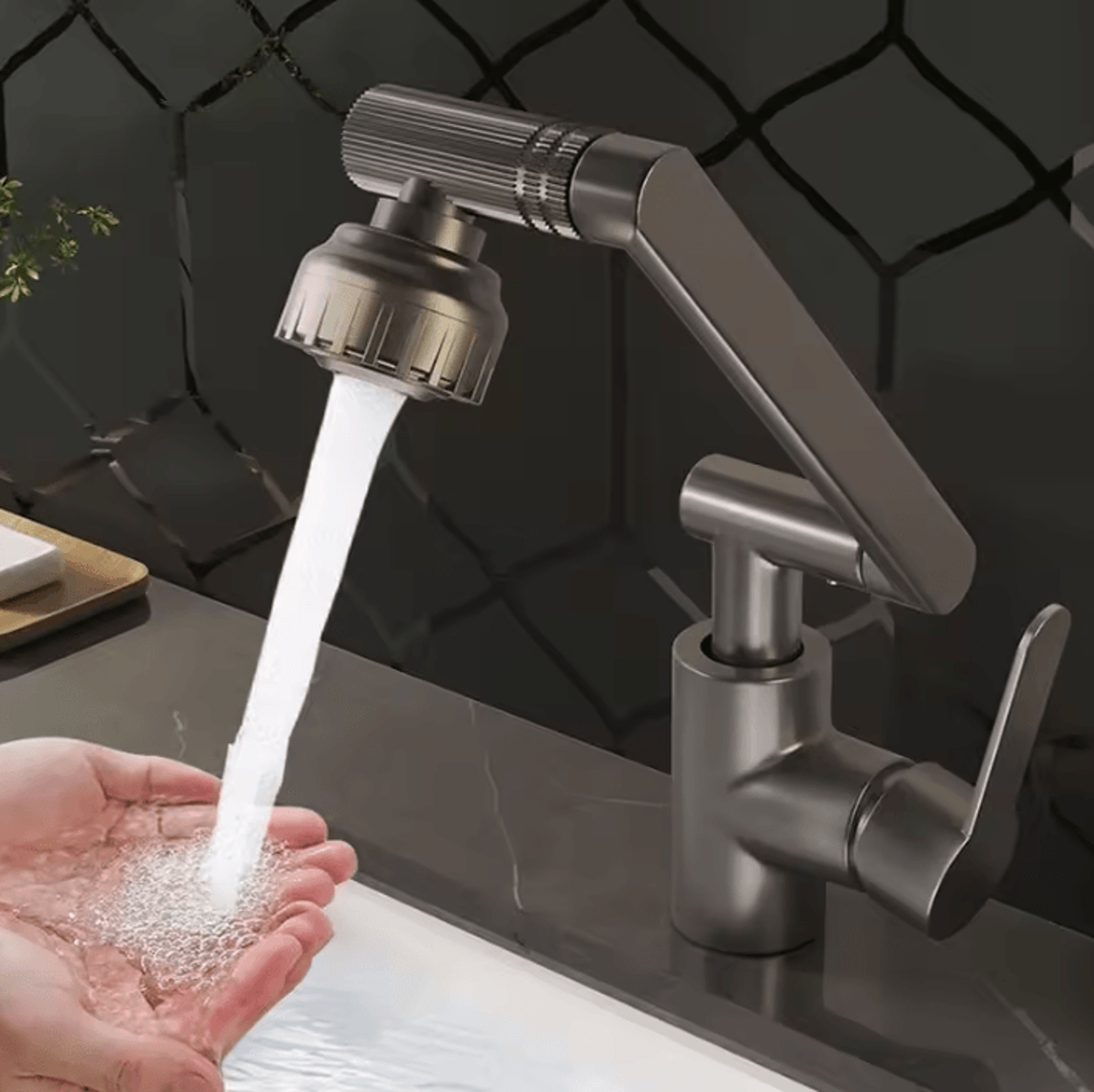 flexarm dual mode rotating robotic faucet for kitchen and bathroom