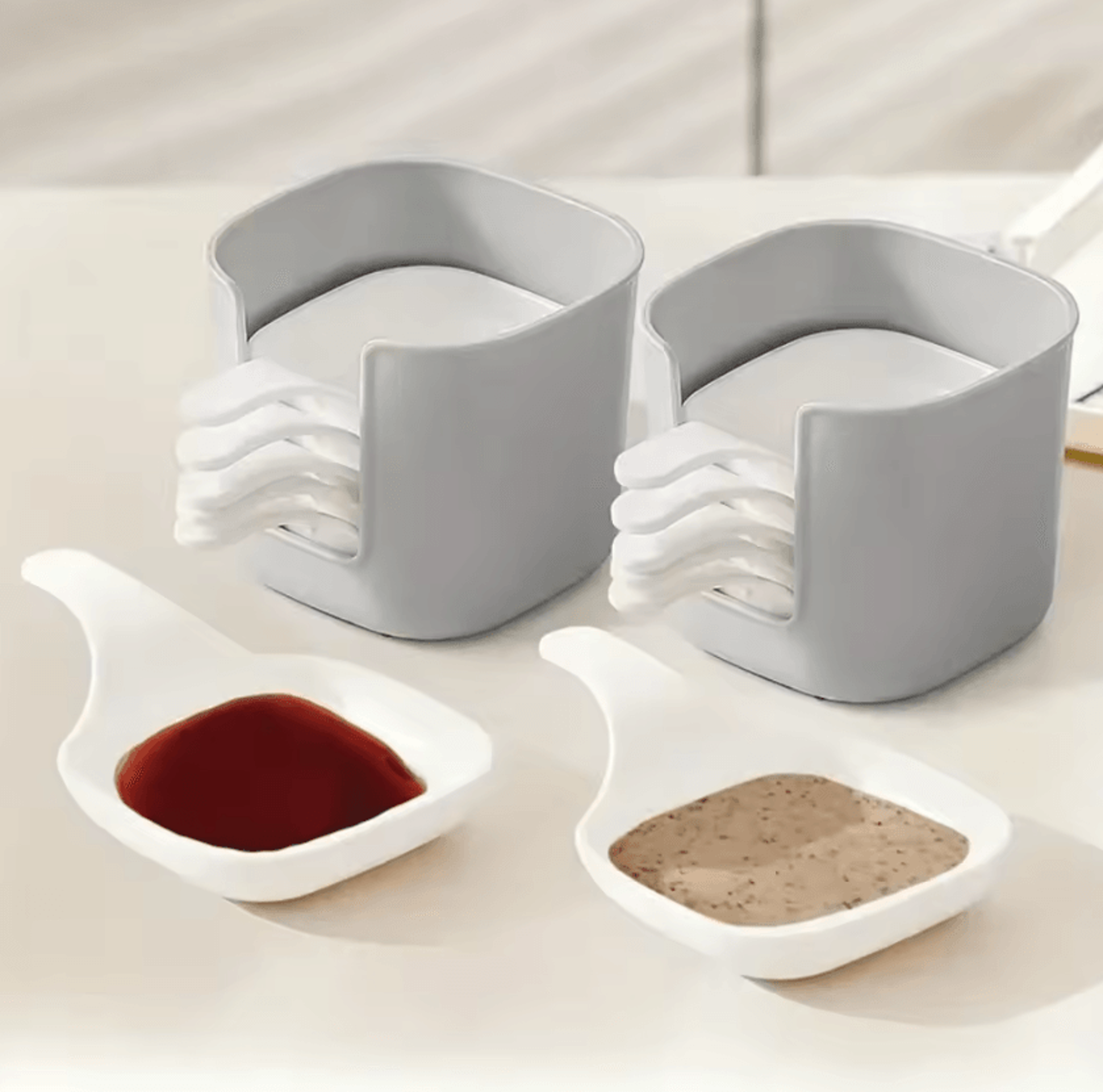serveease 7-piece dipping sauce dish set for snacks and seasonings