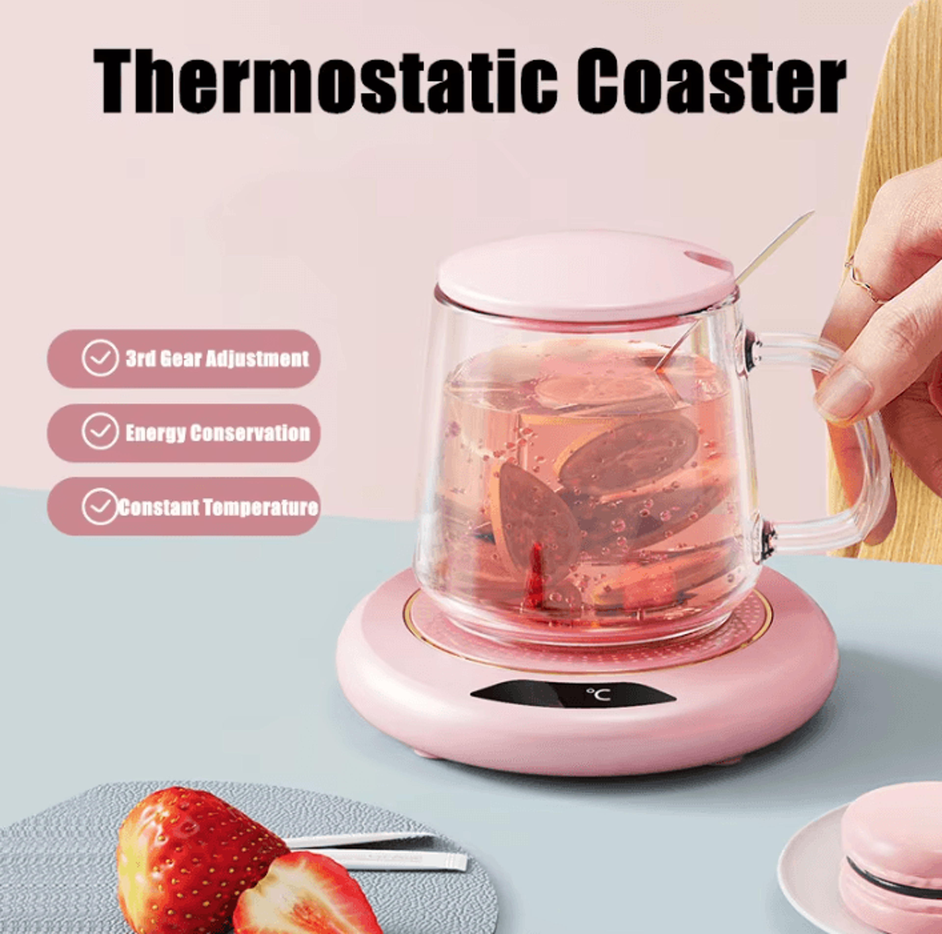 warmsip 3-level usb thermostatic heating coaster