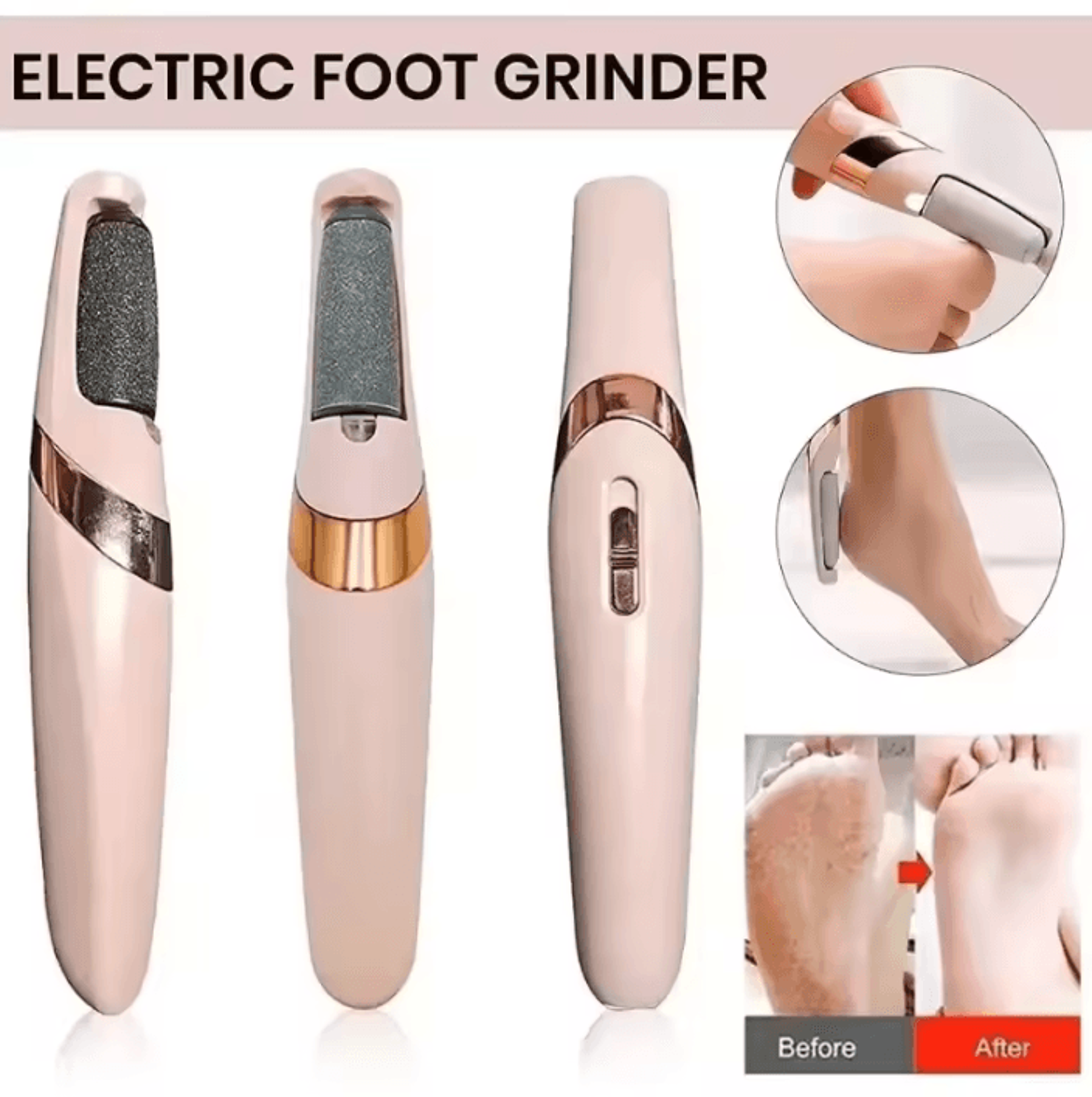 solesmooth rechargeable electric foot grinder with dual roller heads