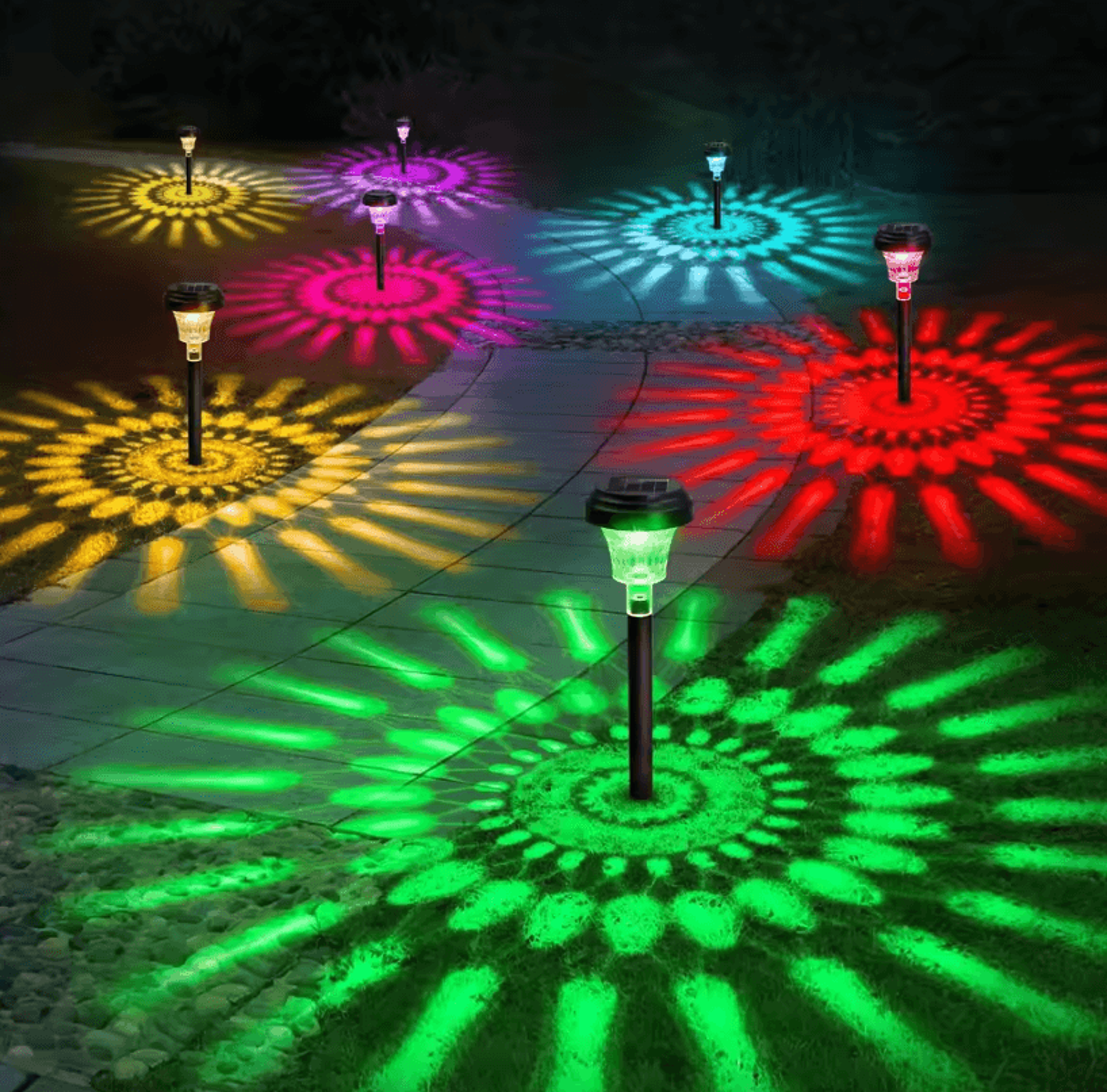 colortrail rgb and warm white solar pathway lights