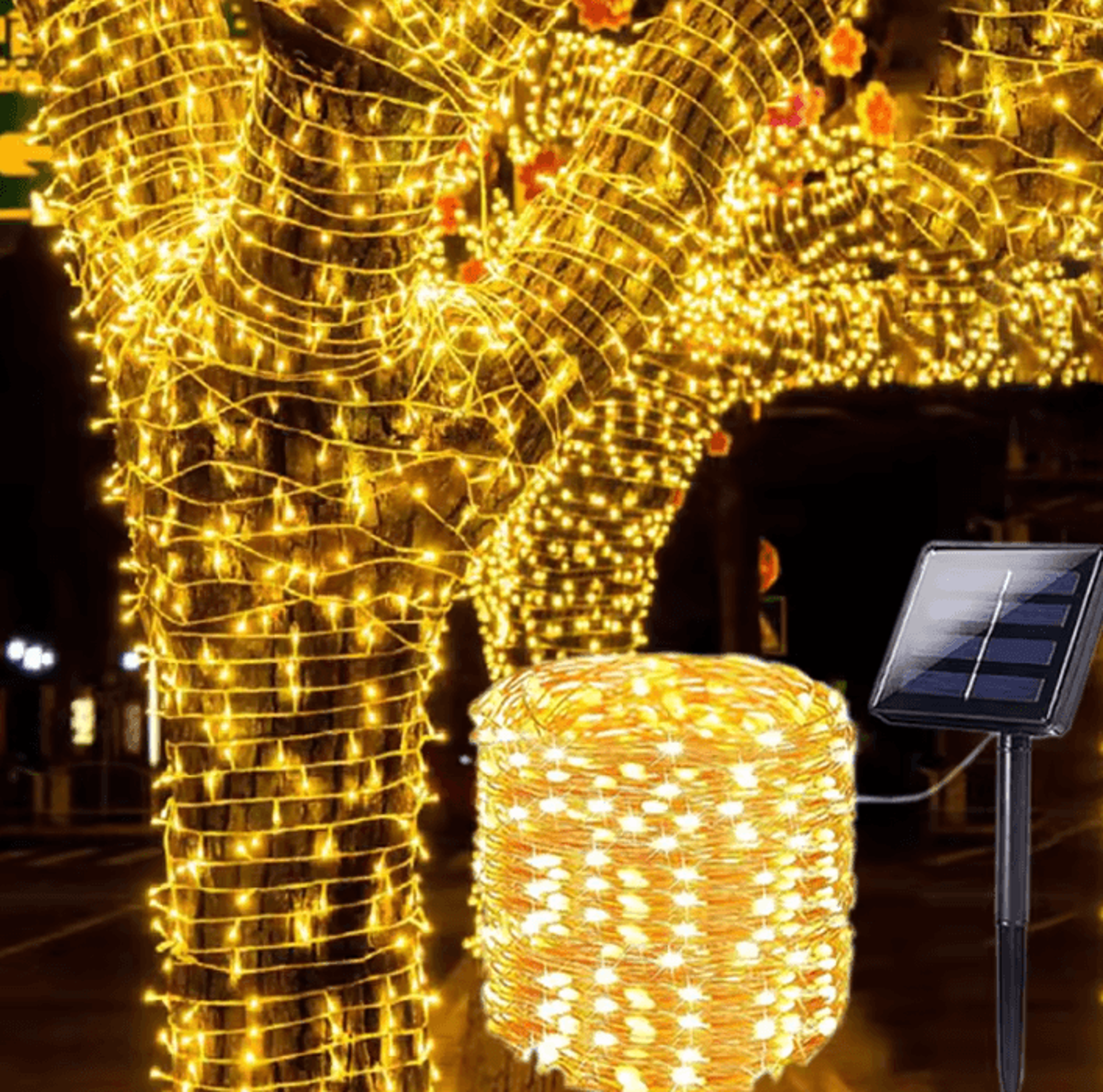 solar twinkle fairy string lights for garden and patio
