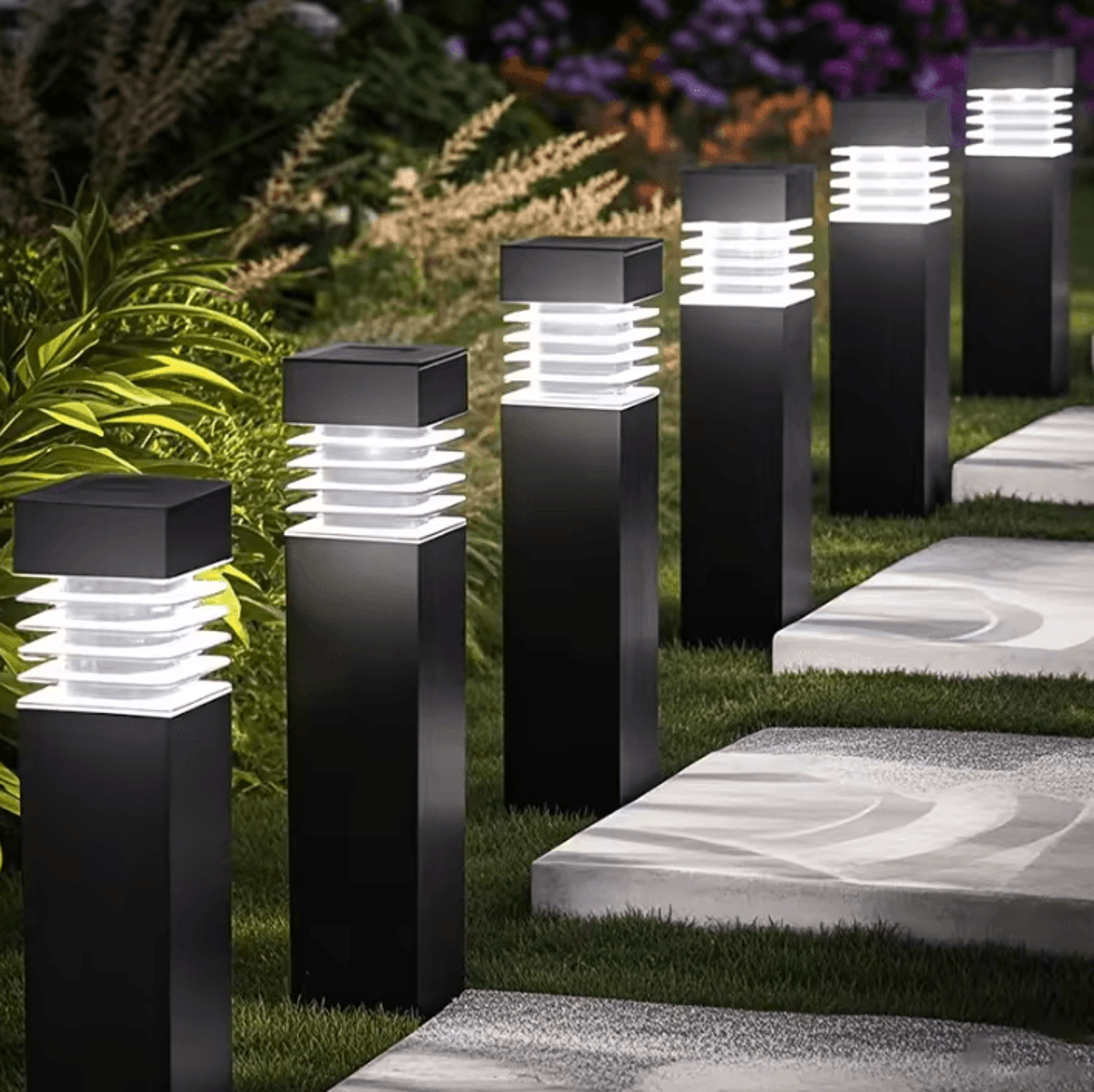 modern square solar ground lights for pathways and lawns