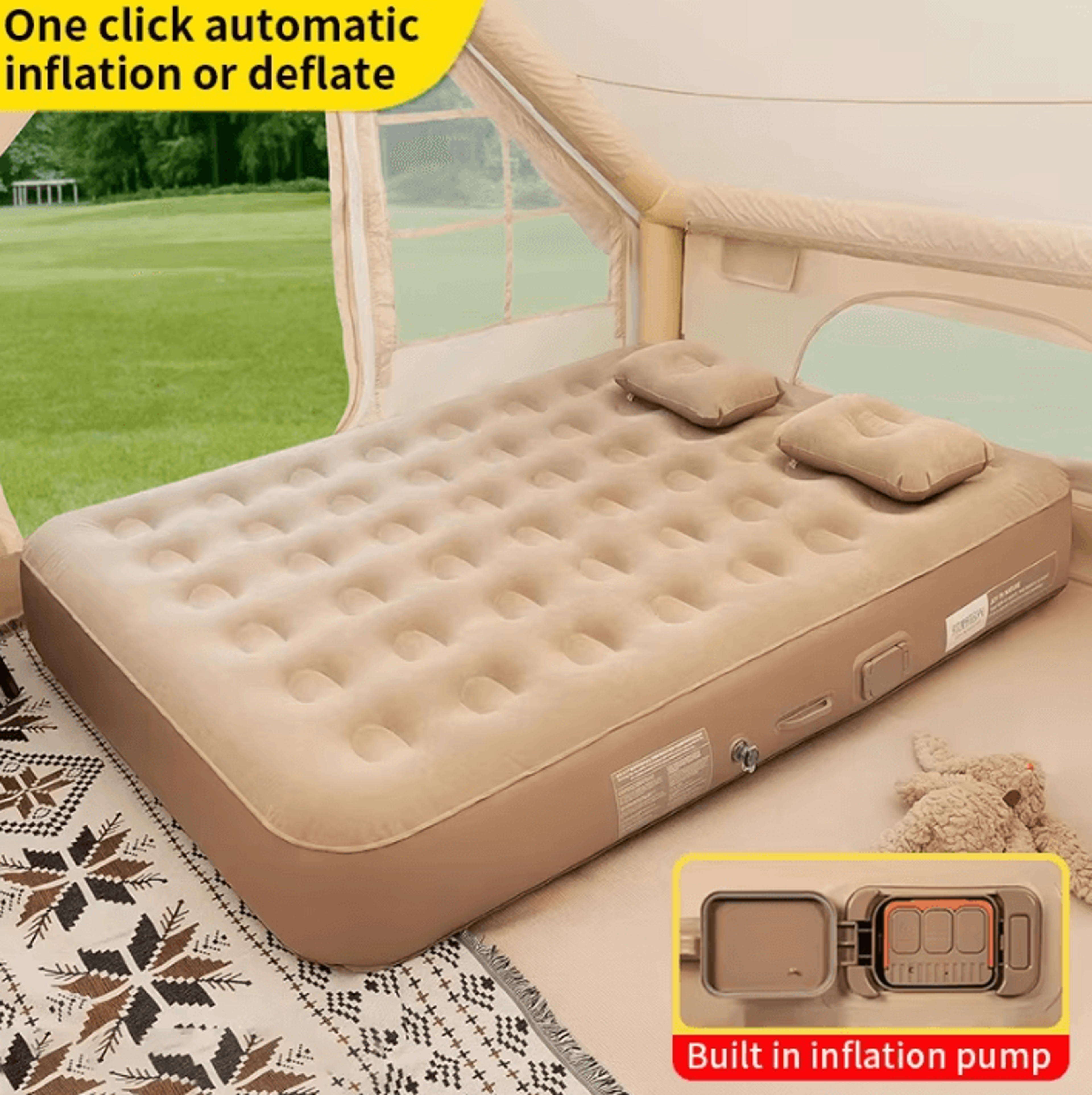 cloudrest self-inflating air mattress with built-in pump