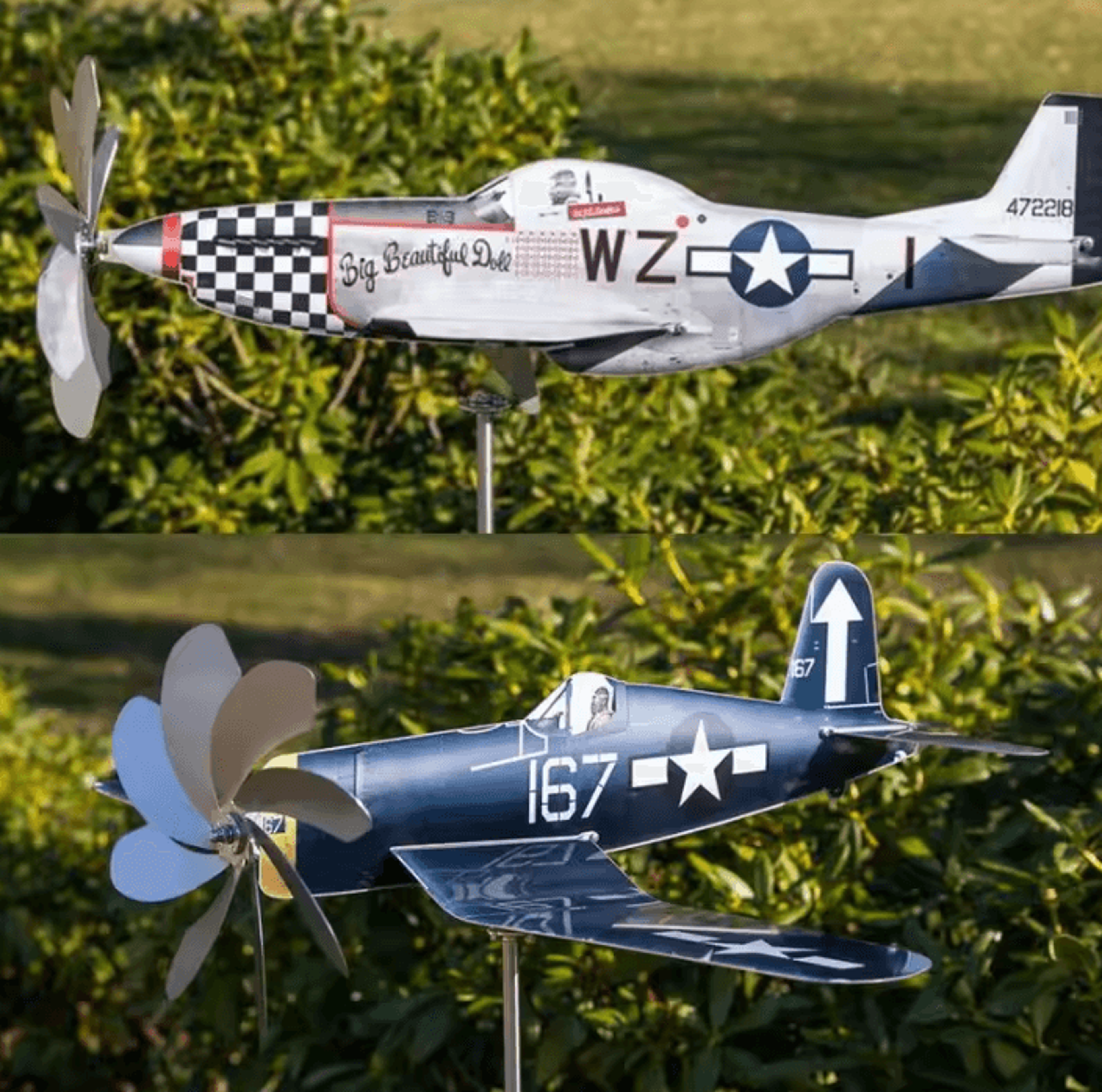 skyglide airplane stainless steel garden wind spinner