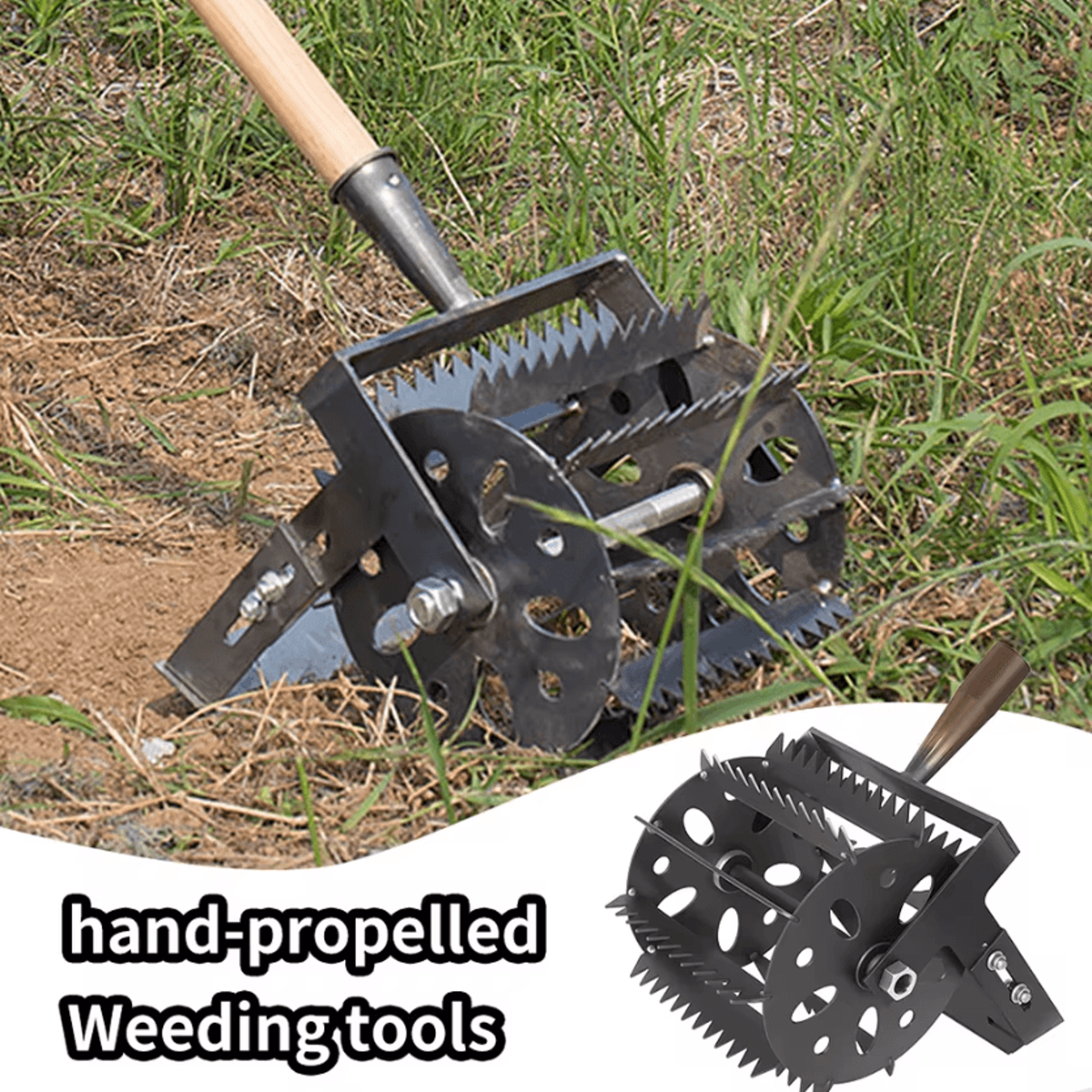 weedglide manganese steel wheeled push hoe head
