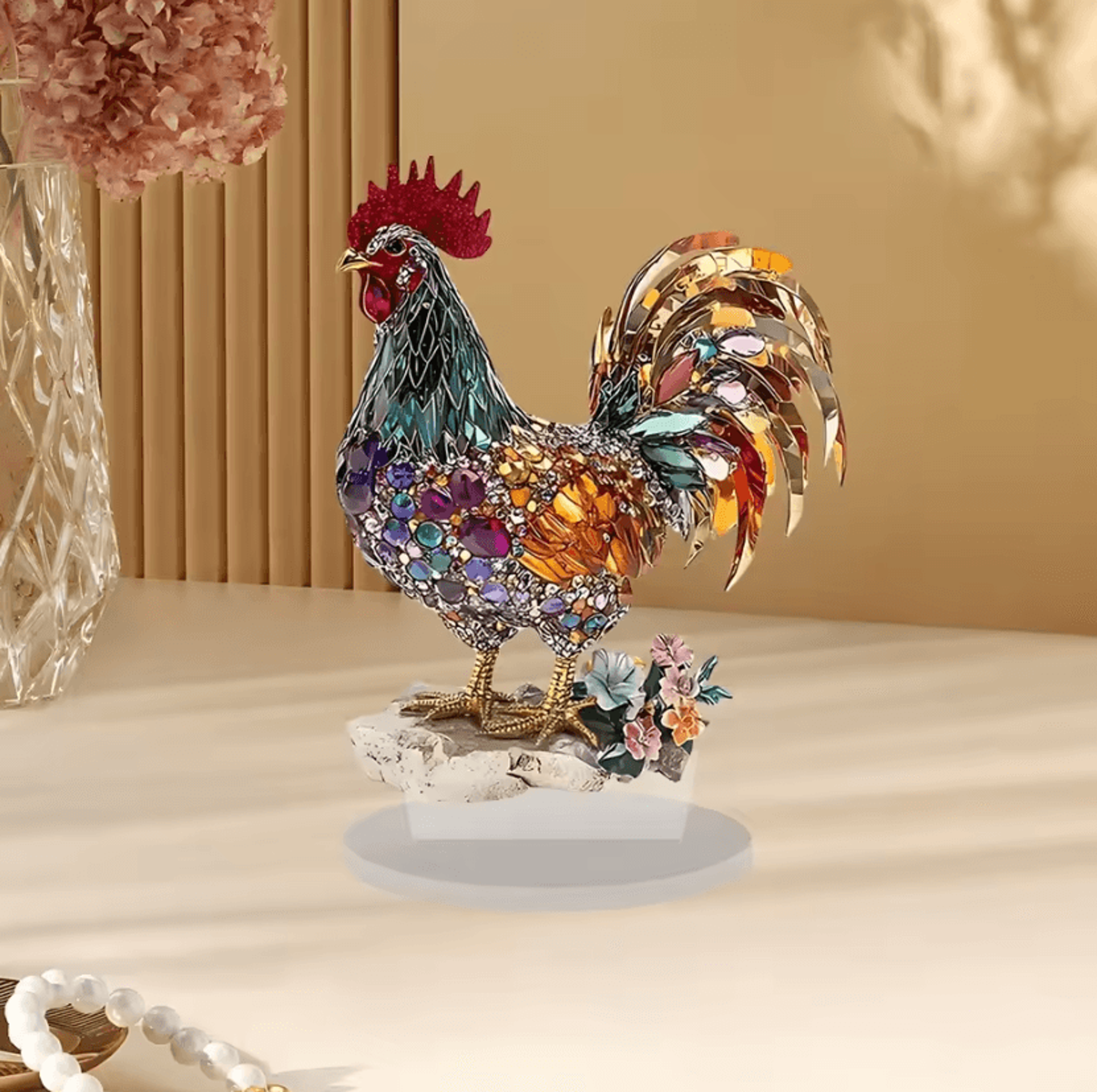 roosterglow colorful acrylic rooster desktop ornament