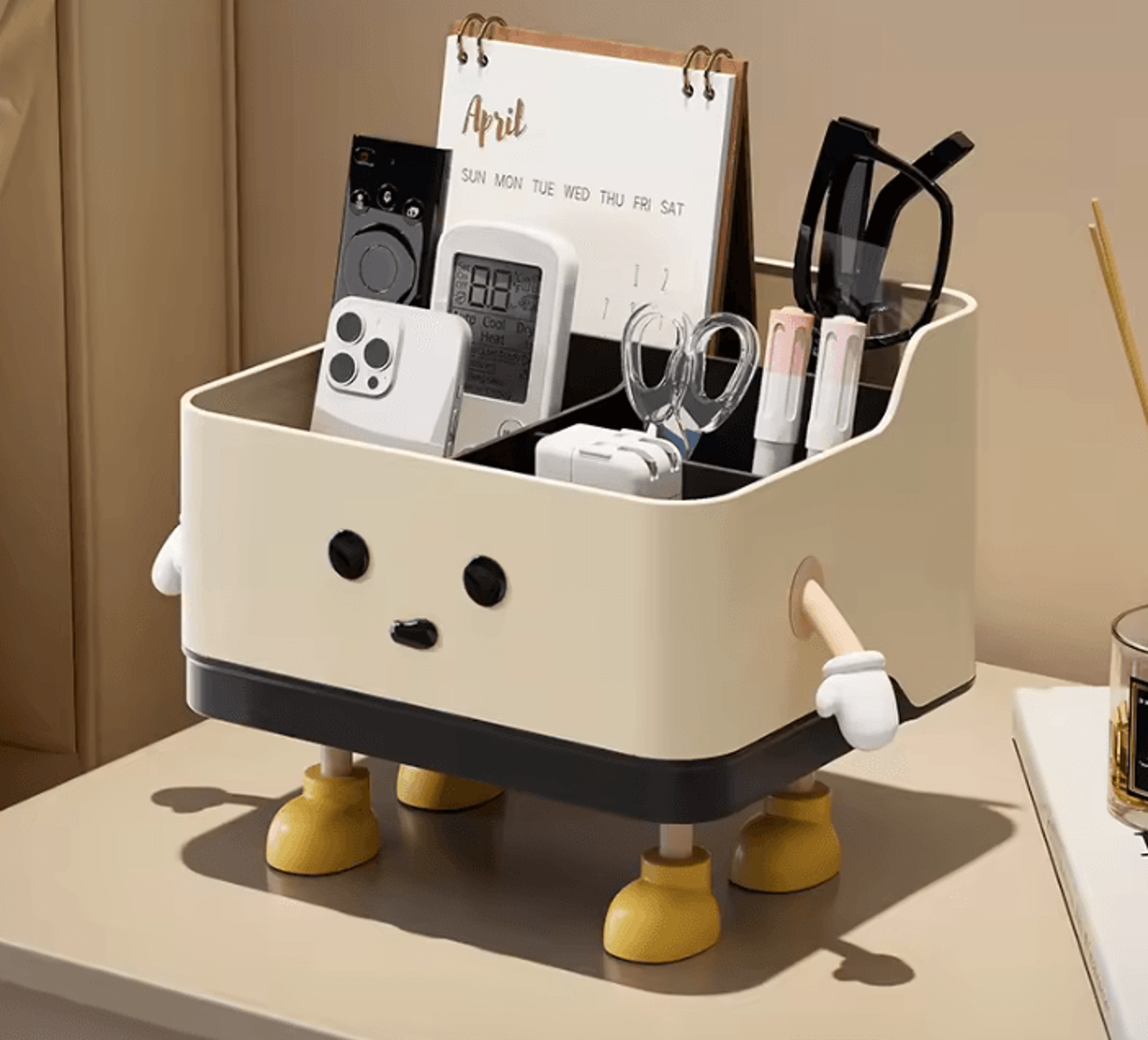 uforu multi-compartment desktop organizer for remotes and office essentials