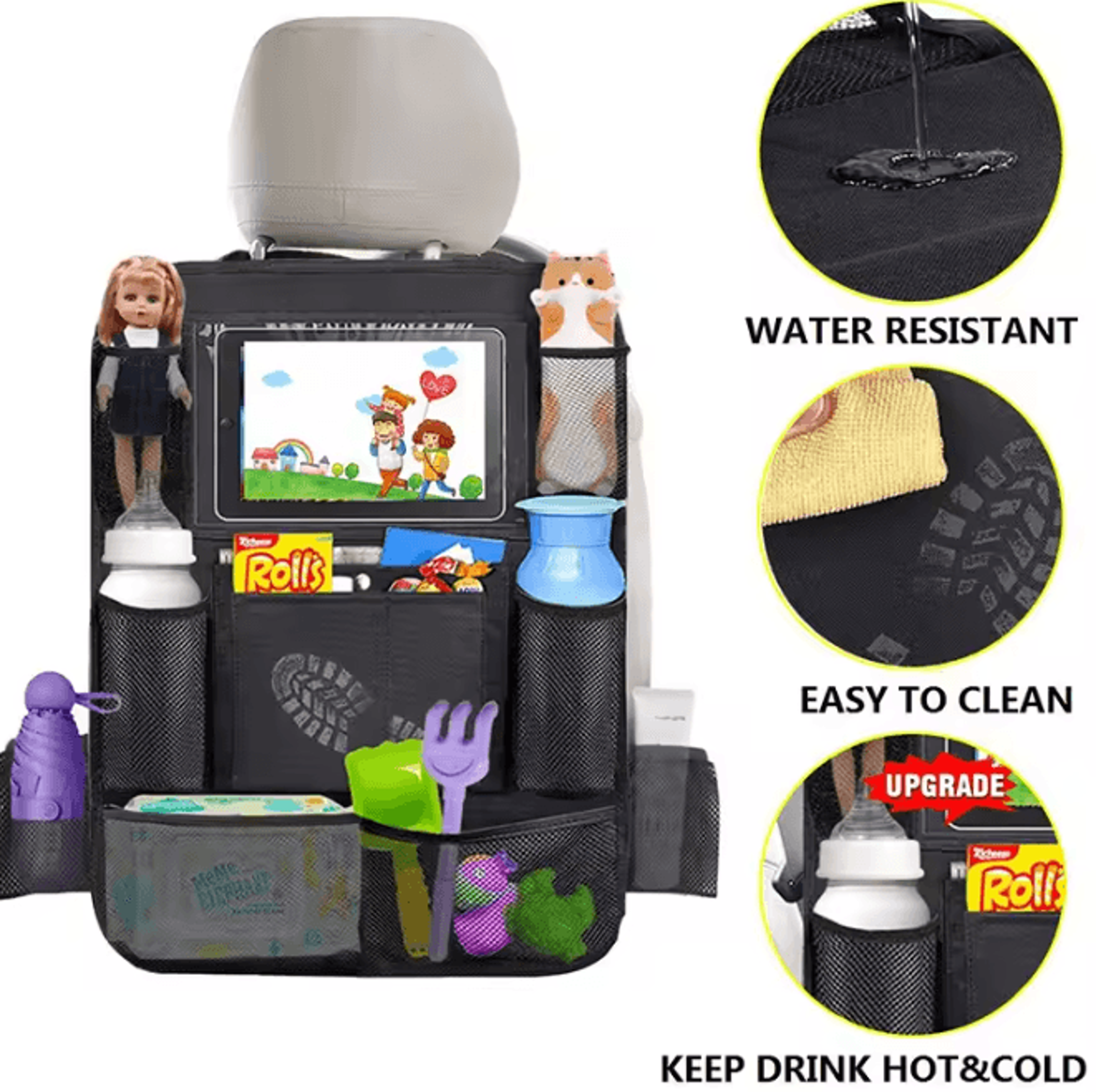 roadnest oxford cloth car seat back organizer storage pouch