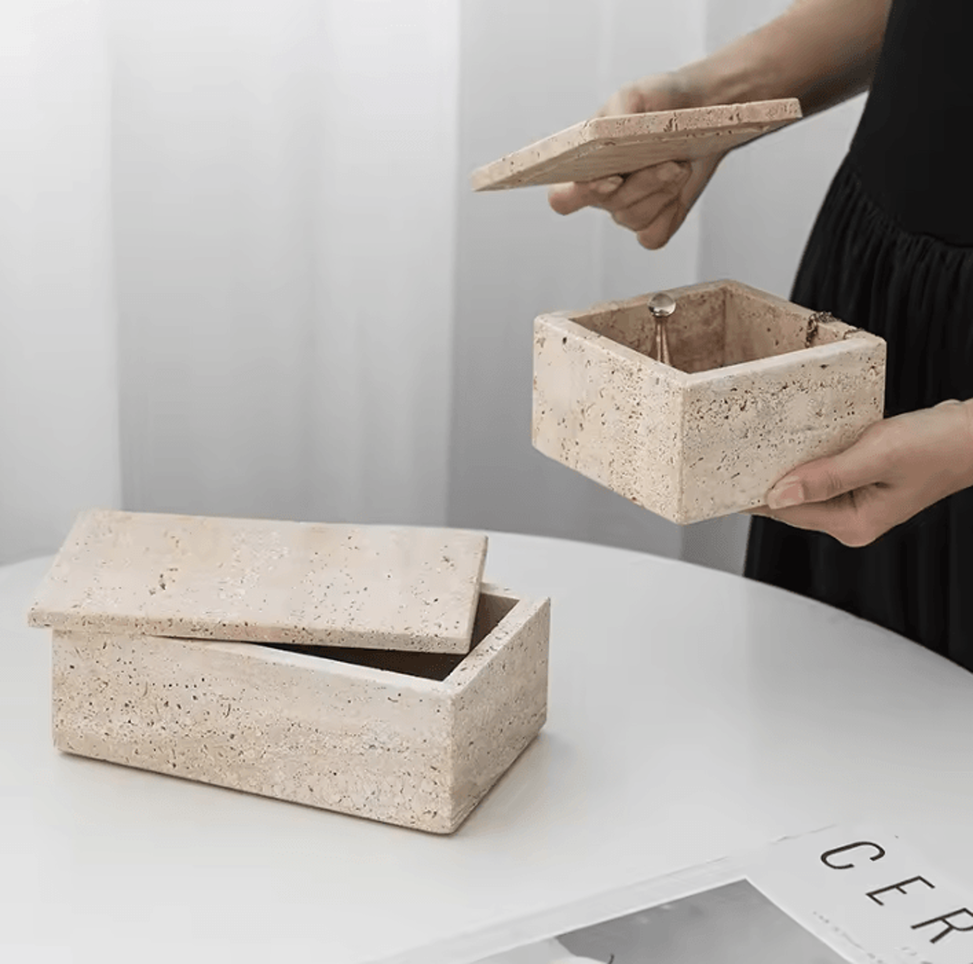 stoneluxe natural travertine storage box with lid for elegant home decor