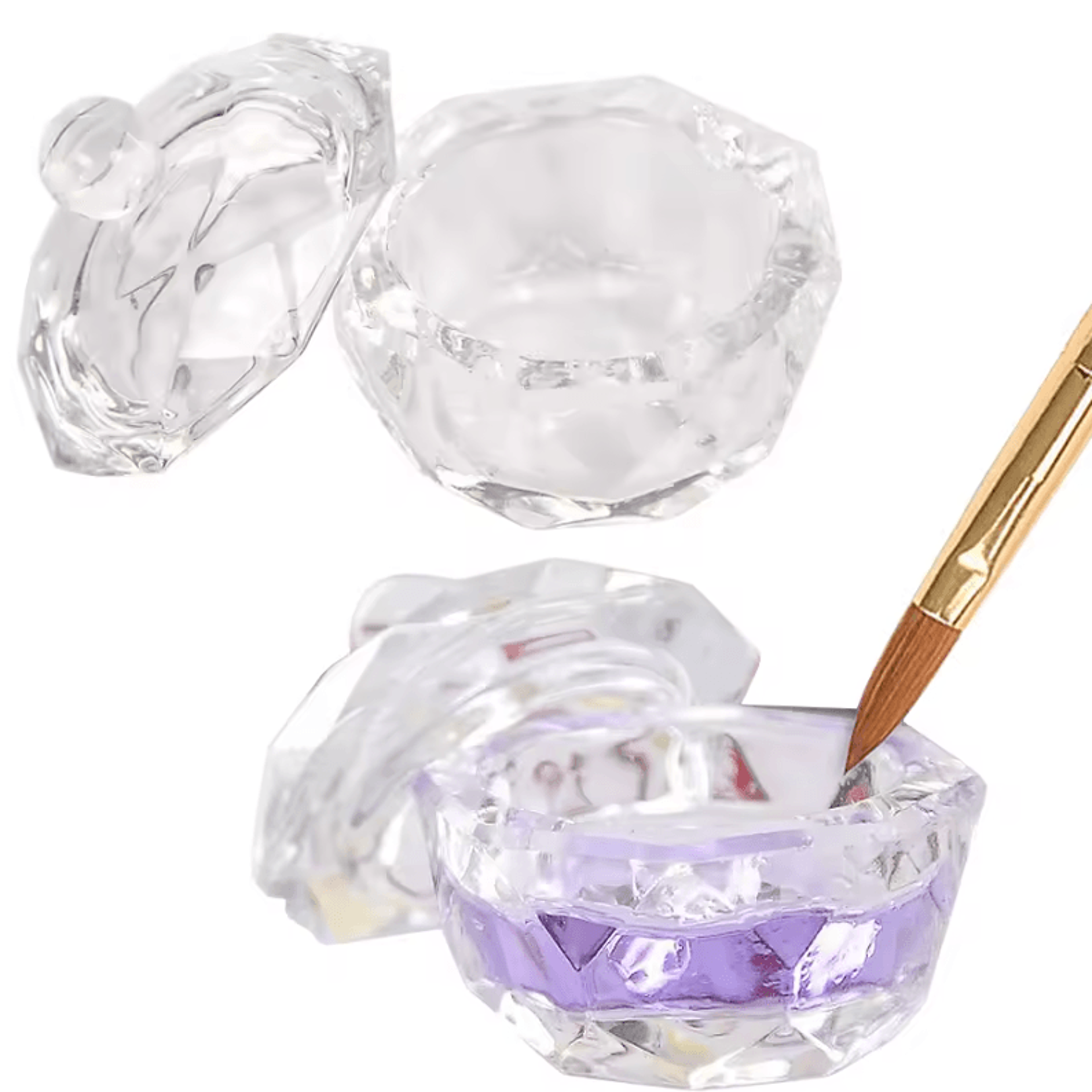 crystaldip glass nail art dappen dish with lid for acrylic liquid and brush cleaning