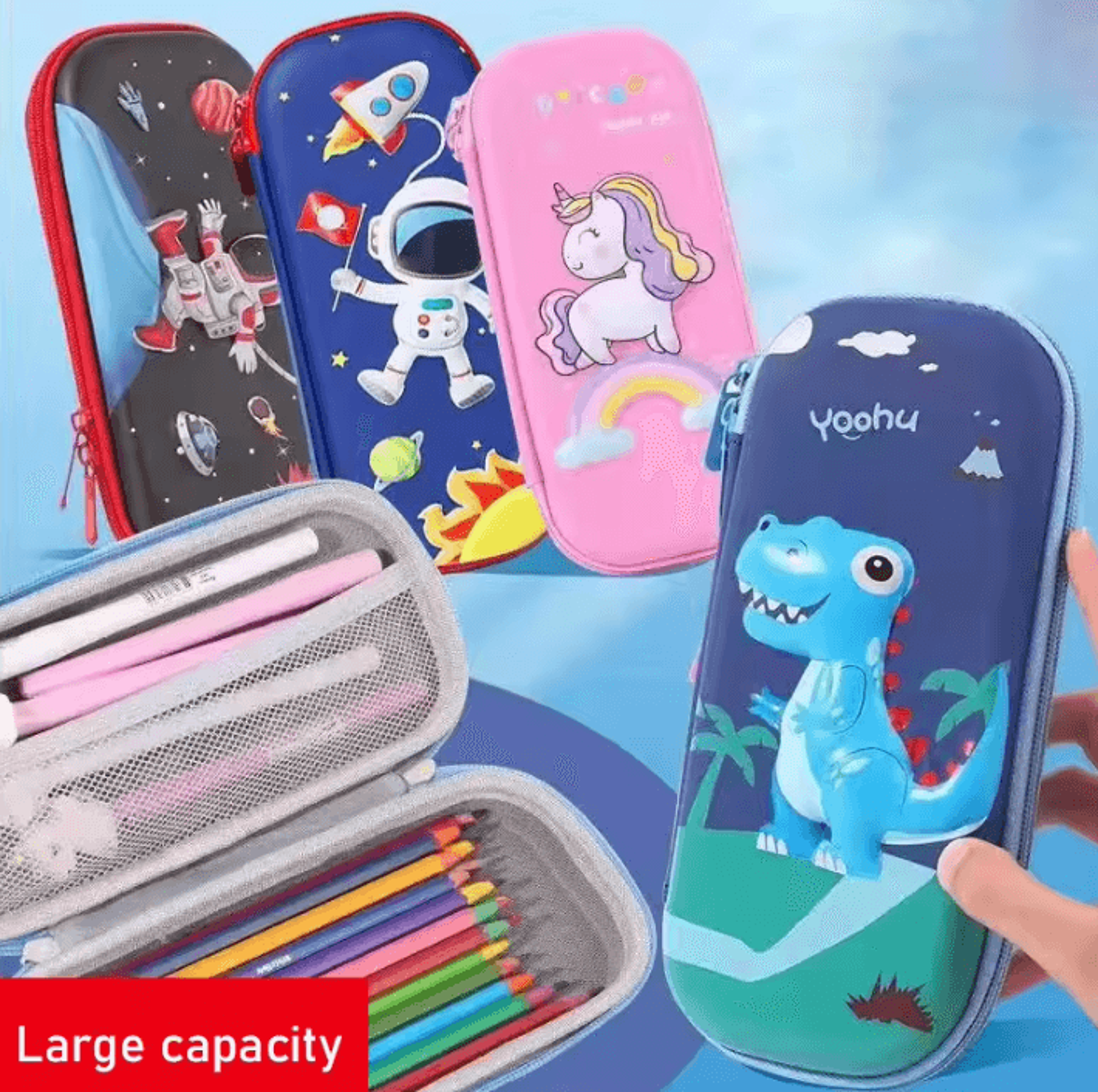 doodlebuddy cute cartoon large capacity pencil case for school and stationery storage