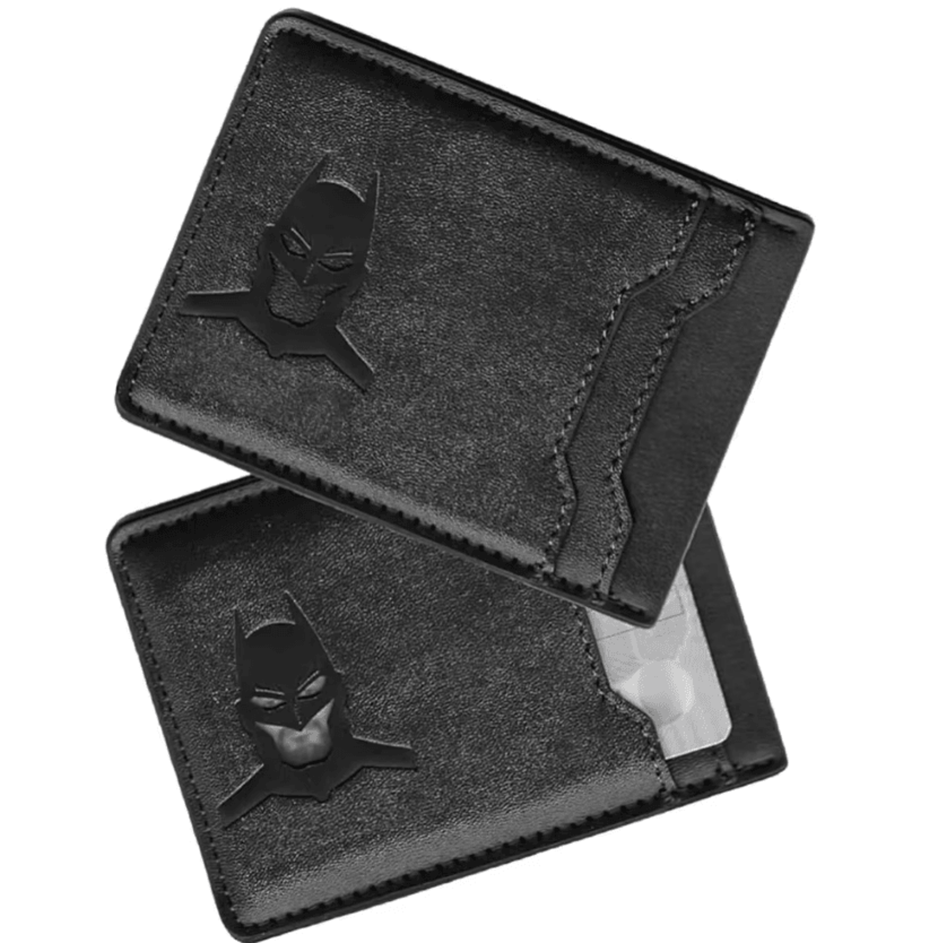 shadowbat slim leather card holder wallet with superhero mask design