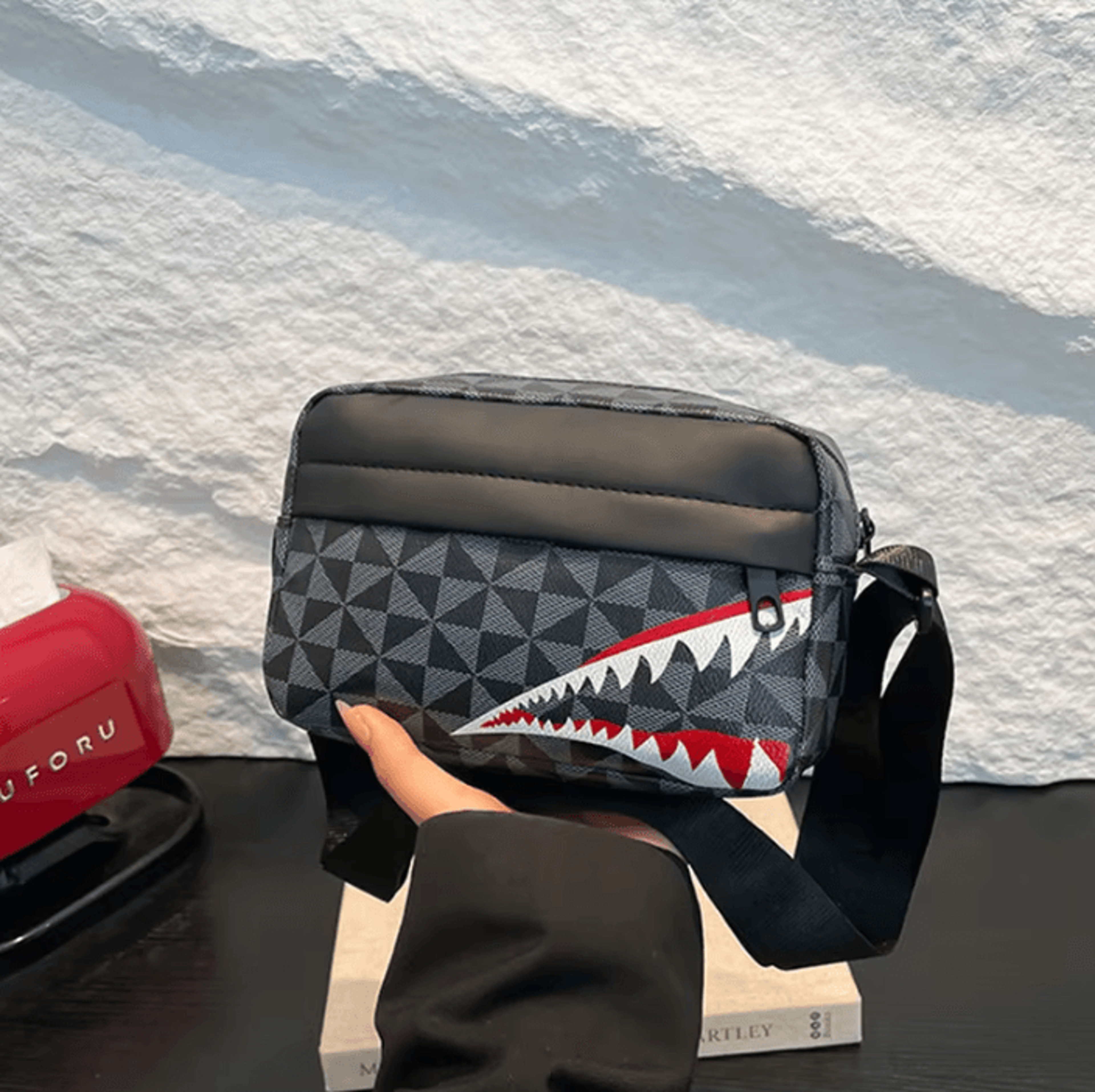 sharkbite creative shark mouth crossbody bag with spacious phone and coin storage