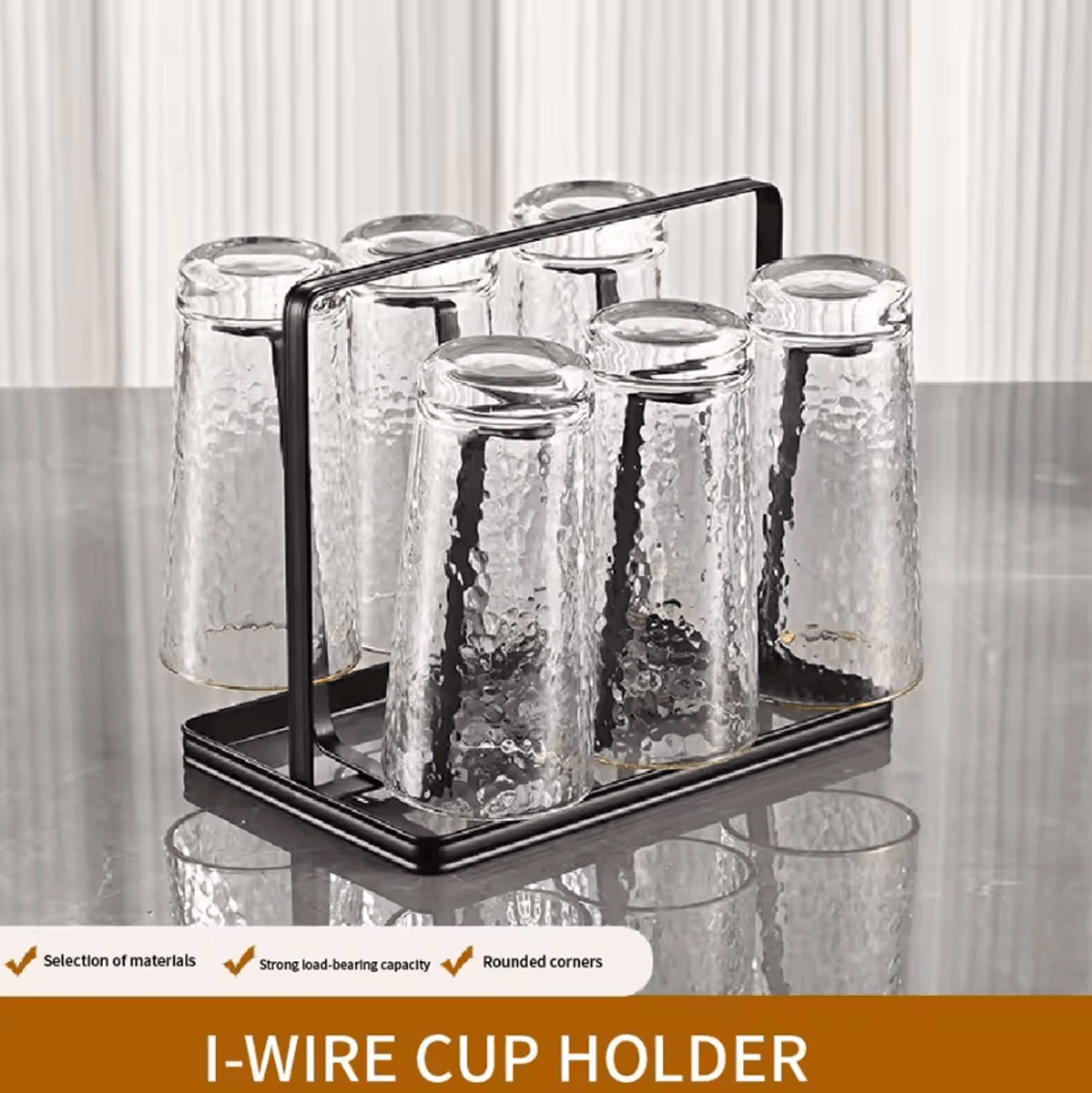cuphaven 6-cup non-slip glass drying rack for mugs and bottles